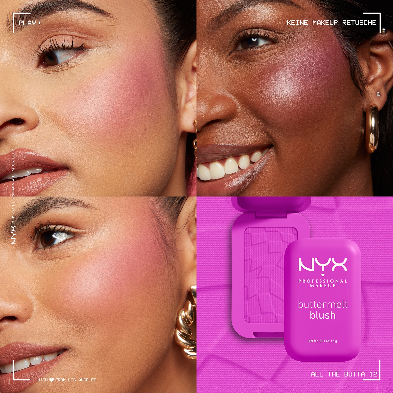 NYX Rouge »Makeup Buttermelt Blush«, Cremige, leichte Textur, variable Deckkraft, pflegende Formel.