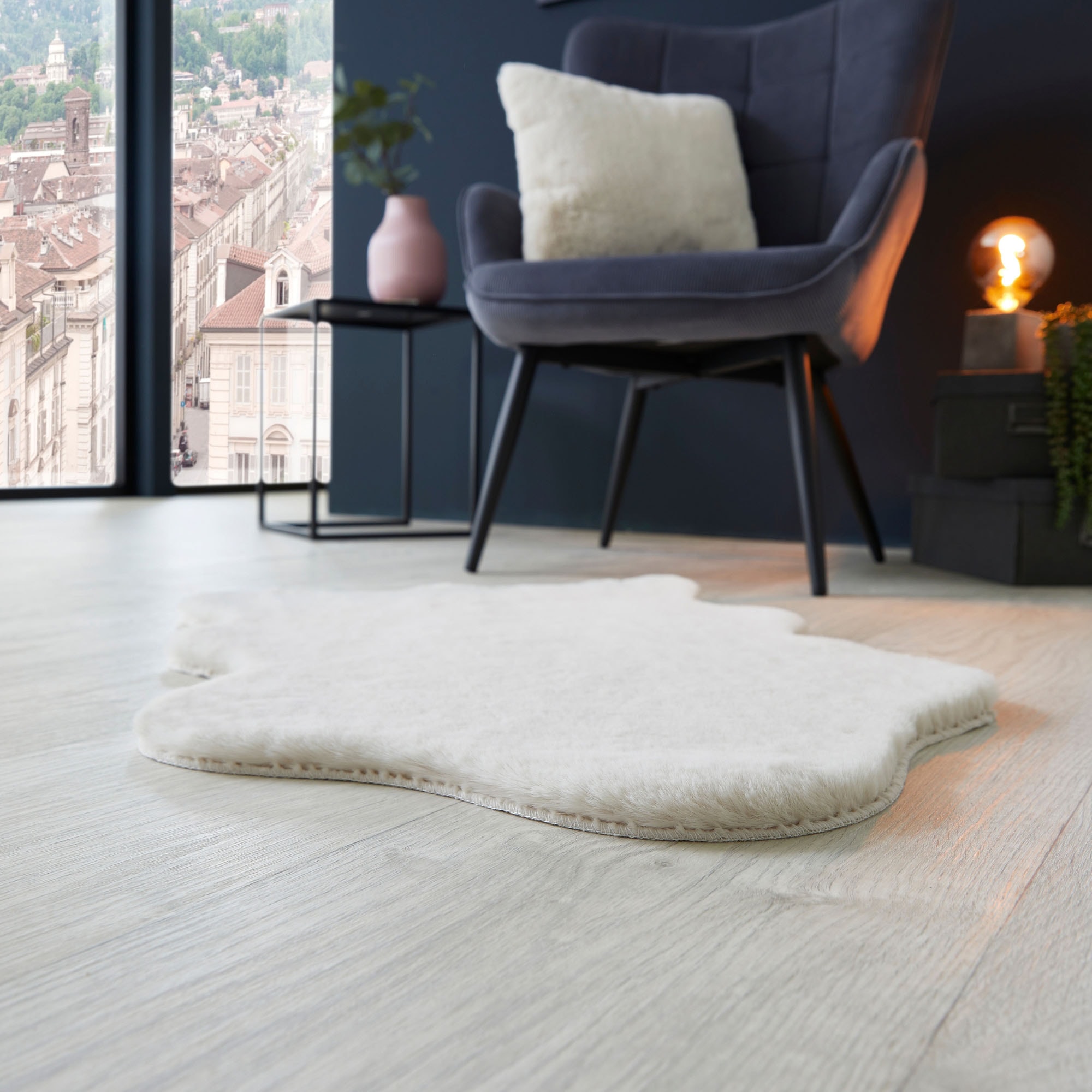 LUXOR living Fellteppich »Novara« fellförmig 25 mm Höhe Kunstfell, weiche Kaninchenfell-Haptik, waschbar, auch als 2er Set