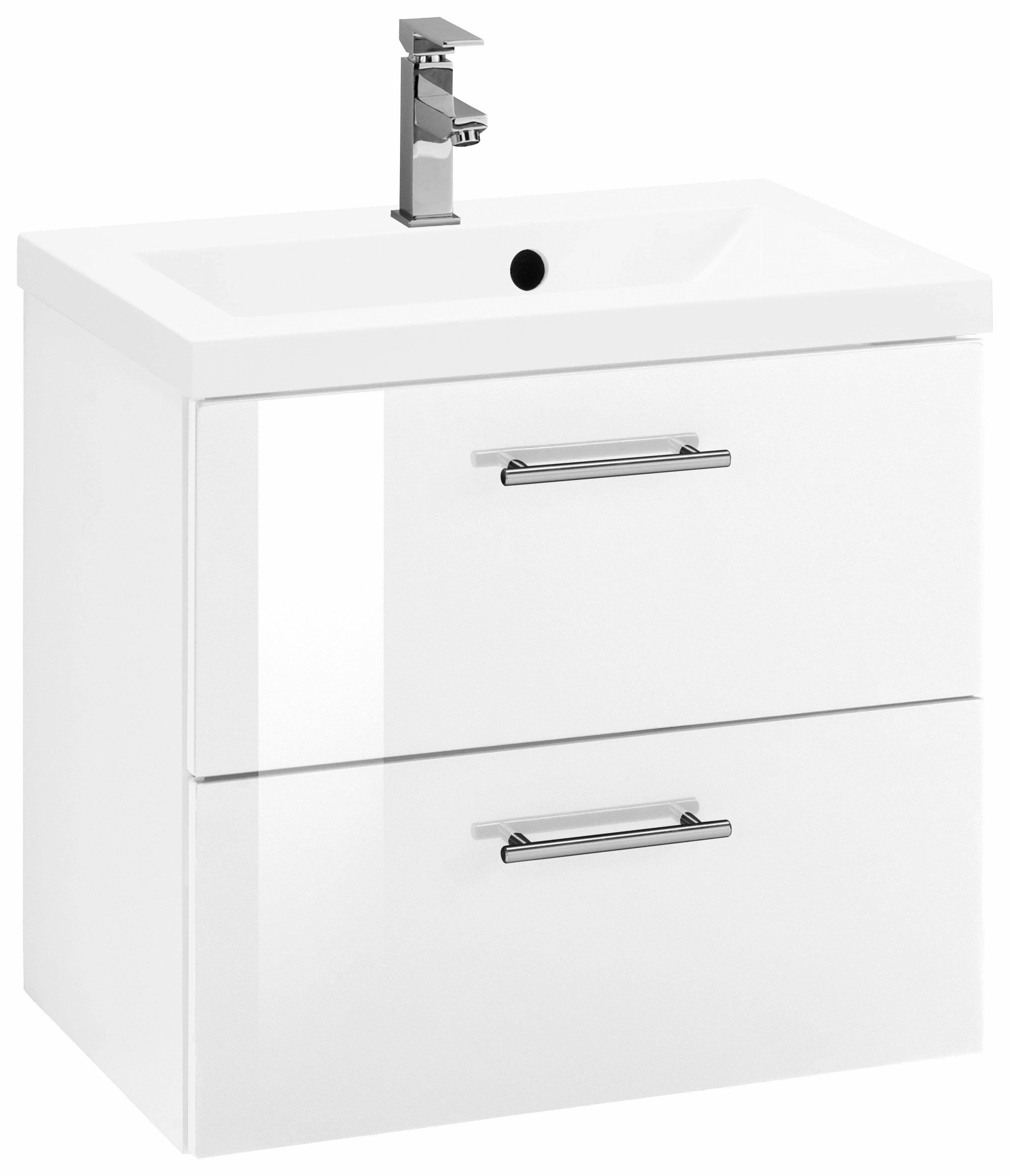 Waschbeckenunterschrank „Venedig“, Bad, Waschtisch inkl. Waschbecken, Breite 60 cm, weiß/weiß B/H/T: 60 cm x 54 cm x 39 cm