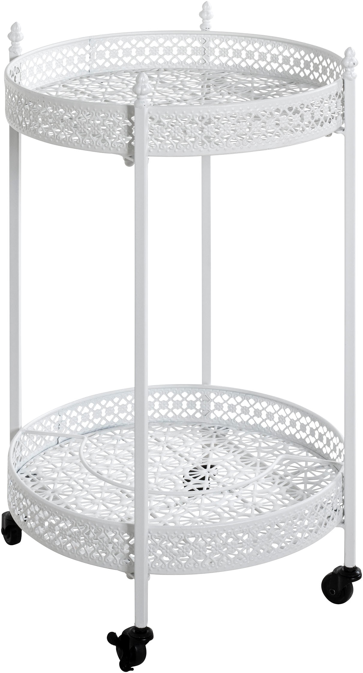 HAKU Servierwagen »Dinett, Kaffeetisch, Küchenwagen, Serviertisch, Teewagen, Trolley« 1 Stk. tlg. rund - aus Metall Weiß - Ø/H 45/74 cm