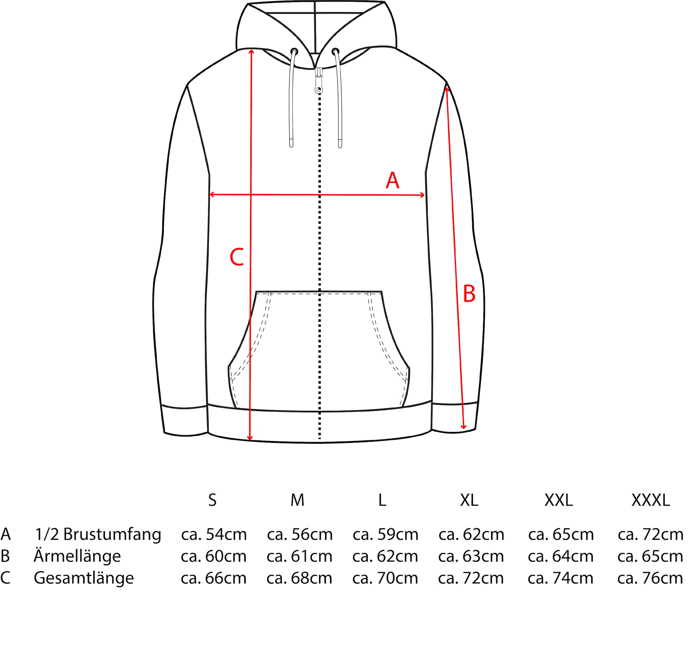 Zwillingsherz Kapuzensweatjacke »"Rahel"« Langarm, Kapuze, Reißverschluss, modisch, Schriftzug, Taschen