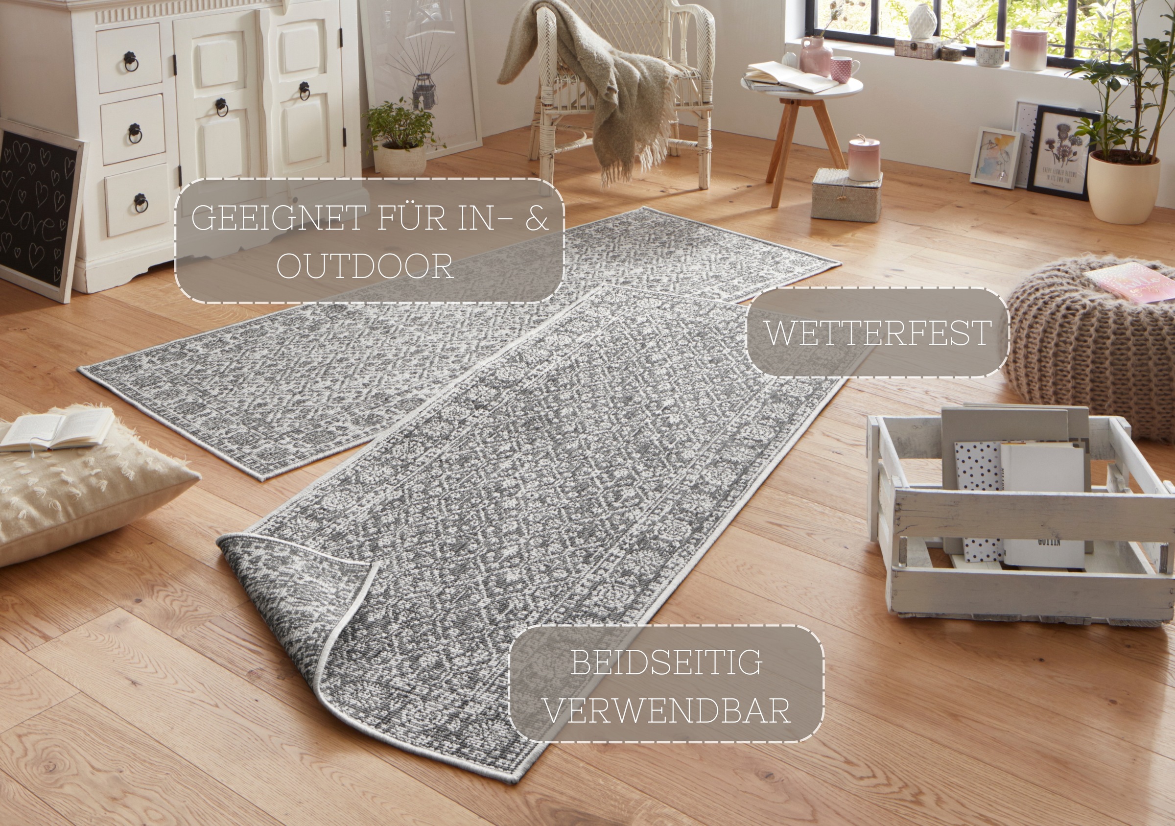 HANSE Home Teppich »Curacao«, rechteckig, 5 mm Höhe, In-& Outdoor, Läufer, Wetterfest, Balkon, Wohnzimmer, Wasserfest
