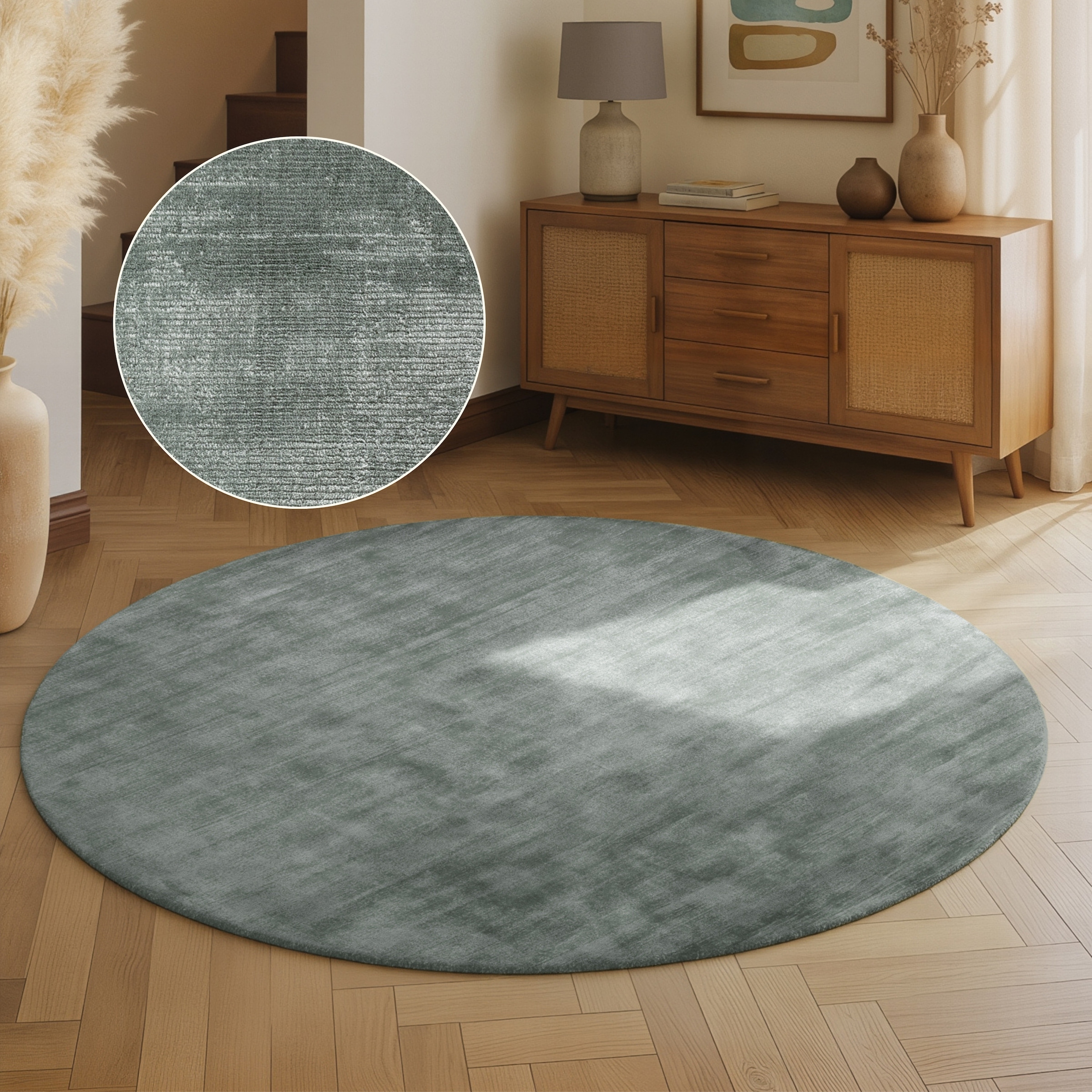 vikosa Teppich »Noemi« rund 10 mm Höhe Dezenter Glanz, Weich, Seidenoptik, Viskose, Wohnzimmer, Schlafzimmer