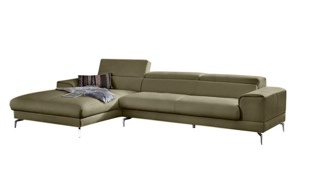 W.SCHILLIG Ecksofa »piedroo, Designsofa mit tollem Sitzkomfort, elegant und bequem, L-Form«, Kopfteilverstellung, wahlweise mit Sitztiefenverstellung, Breite 343cm