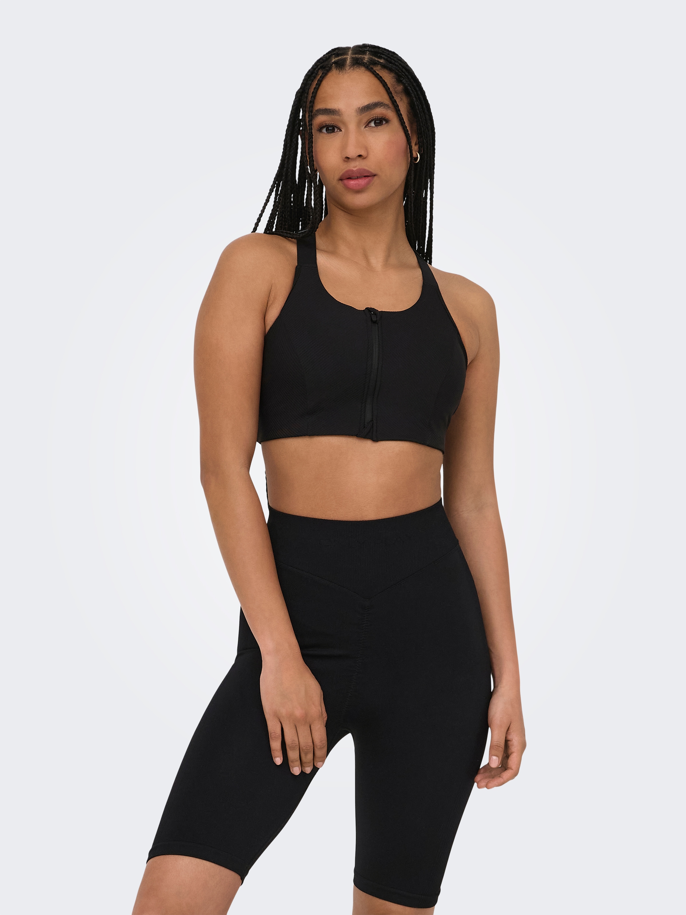 ONLY Play Sport-BH »ONPJANA-3 ZIP SPORTS BRA NOOS« mit Markenlabel, aus Nylon und Elasthan, in Jersey-Qualität, elastisch