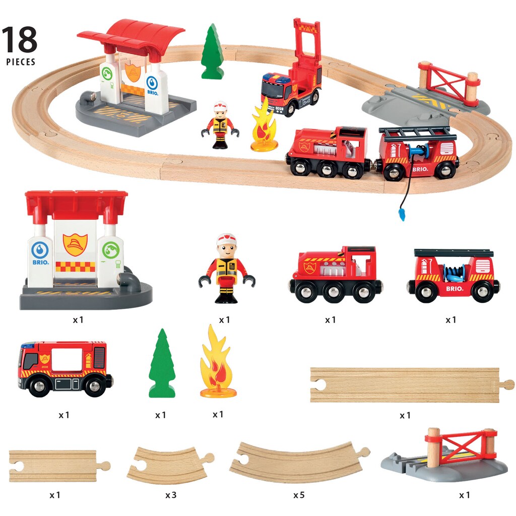 BRIO® Spielzeug-Eisenbahn »BRIO® WORLD, Feuerwehr Set«, (Set)