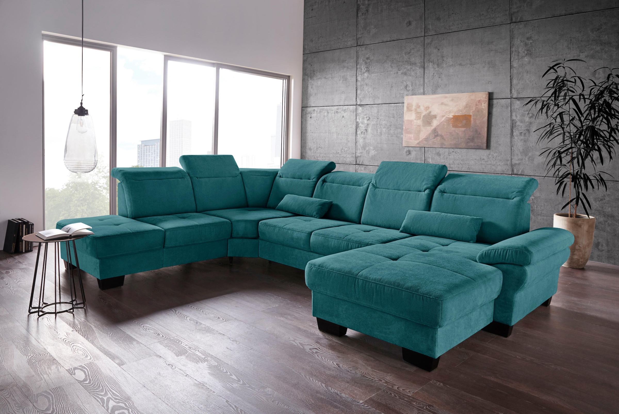 Places of Style Wohnlandschaft »Cornwall U-Form«, inkl. Sitztiefenverstellung, wahlweise mit Bettfunktion