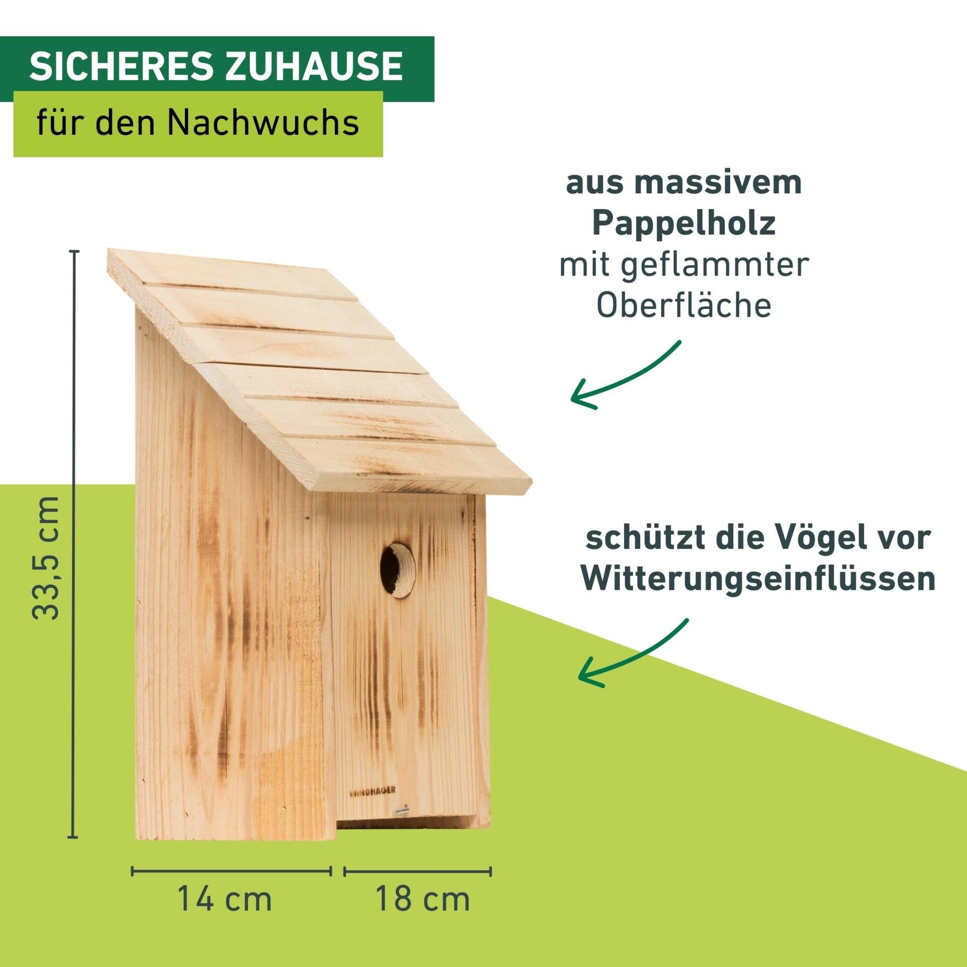 Windhager Nistkasten »aus massivem Pappelholz, sicherer Brutplatz für Vögel« Brutquartier einfach zu reinigen, inkl. Aufhängung