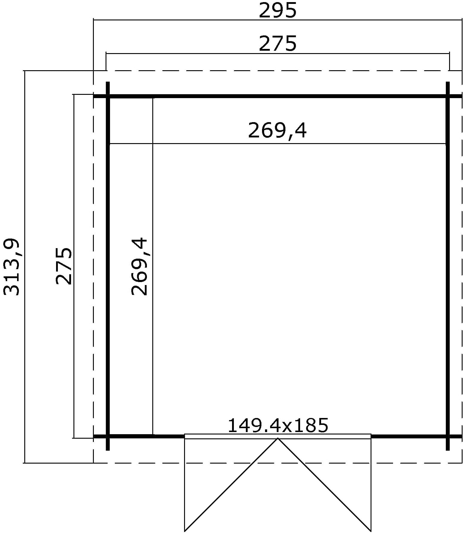 LASITA MAJA Gartenhaus »San Jose 275«, Blochbohlenhaus 28mm, Fundamentmass 2750x2750, Naturbelassen