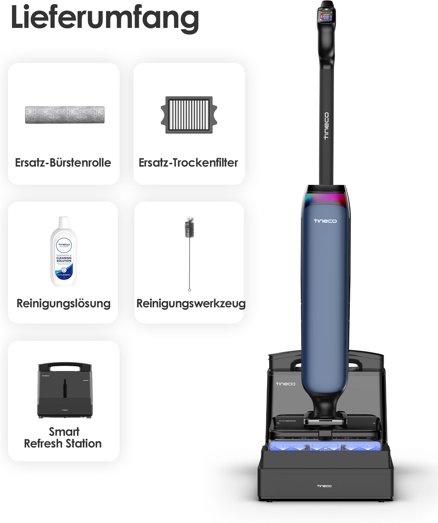 Tineco Nass-Trocken-Sauger »FLOOR ONE Station S9 Artist mit 5 Liter Frischwasserstation,« 85° Grad Heißluft-Trocknung, 22.000 pa Saugleistung