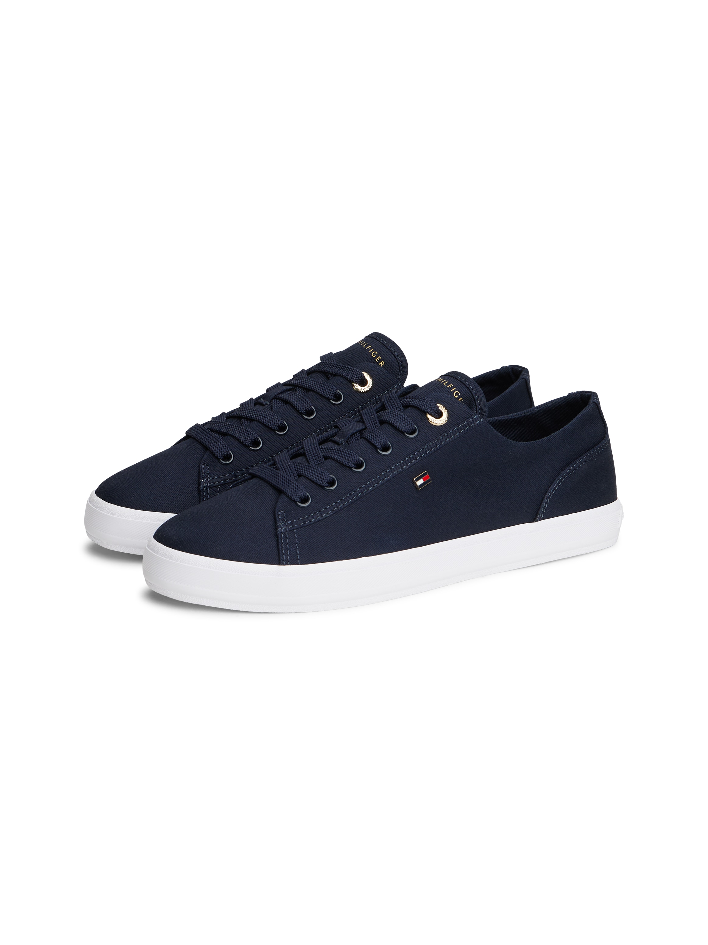 Tommy Hilfiger Plateausneaker »TH FOXING SNEAKER CANVAS«  Freizeitschuh, Halbschuh, Schnürer mit Logostickerei - schmale Form