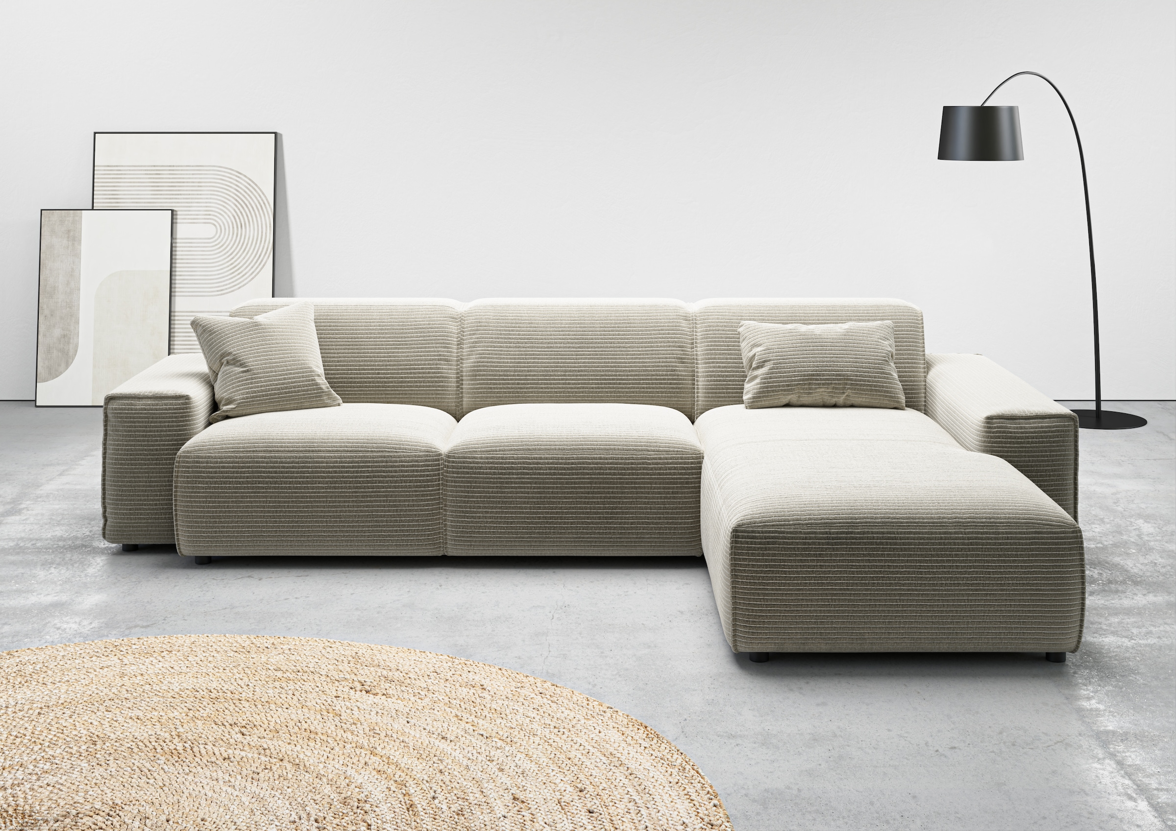 andas Ecksofa »Glimminge auch in Breitcord, Feincord, Bouclé + Easy care-Bezug«, L-Form, Breite 294, Zierkissen