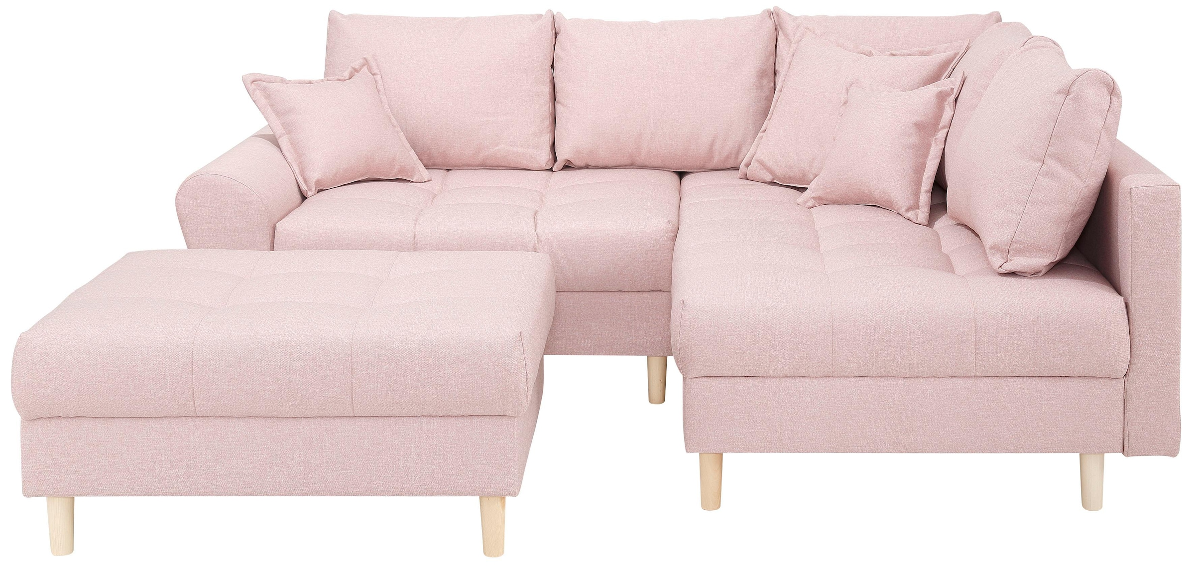 Ecksofa »Rice L-Form«, (Set, mit Hocker), Ecksofa,Rückenkissen,ottomane beidseitig...