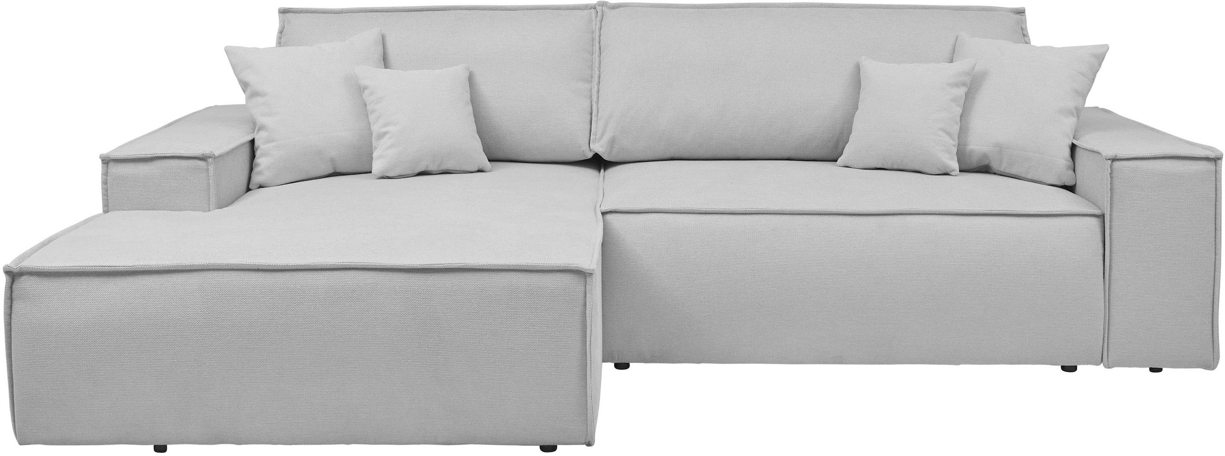 andas Ecksofa »Finnley Schlafsofa 267 cm in Bouclé, Struktur fein u. Cord, L-Form,«, Schlaffunktion m. Bettkasten (136/210 cm), Bouclé, Struktur und Cord