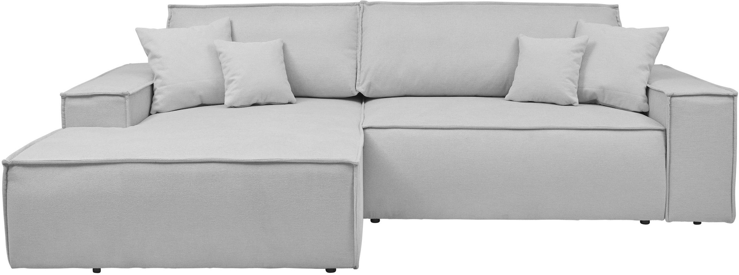 andas Ecksofa »Finnley Schlafsofa 267 cm in Bouclé u. Struktur fein, L-Form,«, Schlaffunktion m. Bettkasten (136/210 cm), Bouclé, Struktur