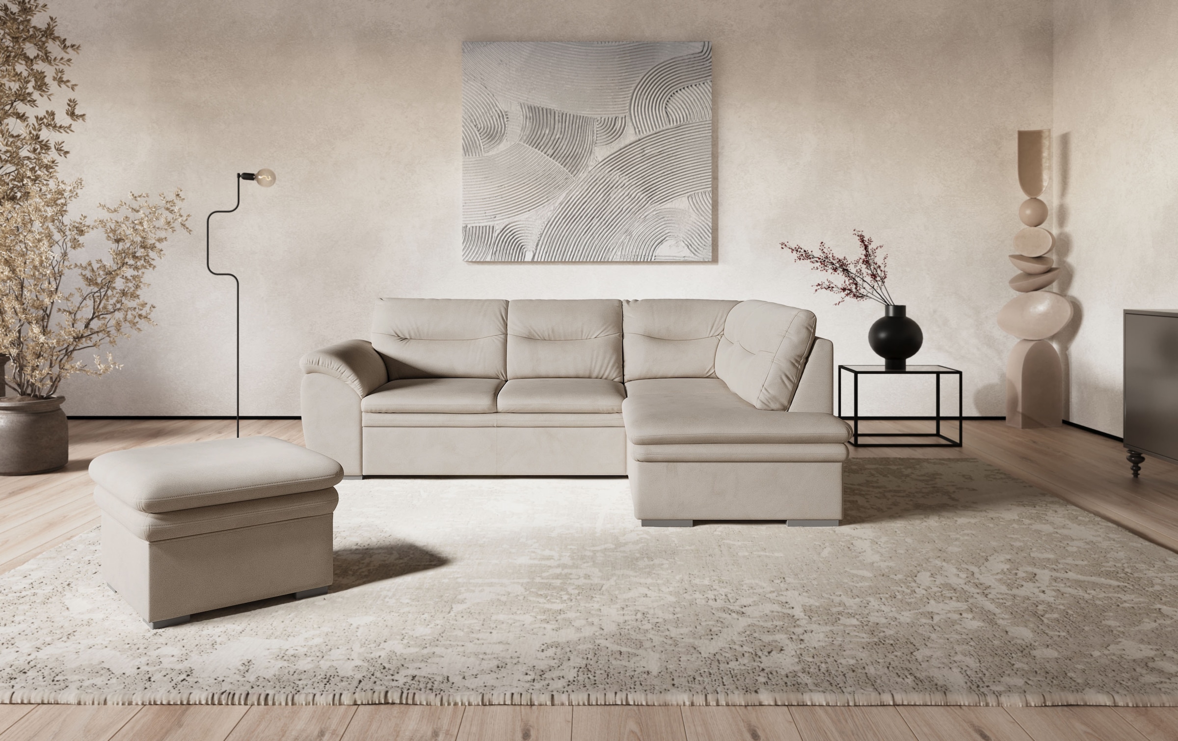 COTTA Ecksofa »Leandra L-Form« wahlweise mit Bettfunktion & Bettkasten günstig online kaufen