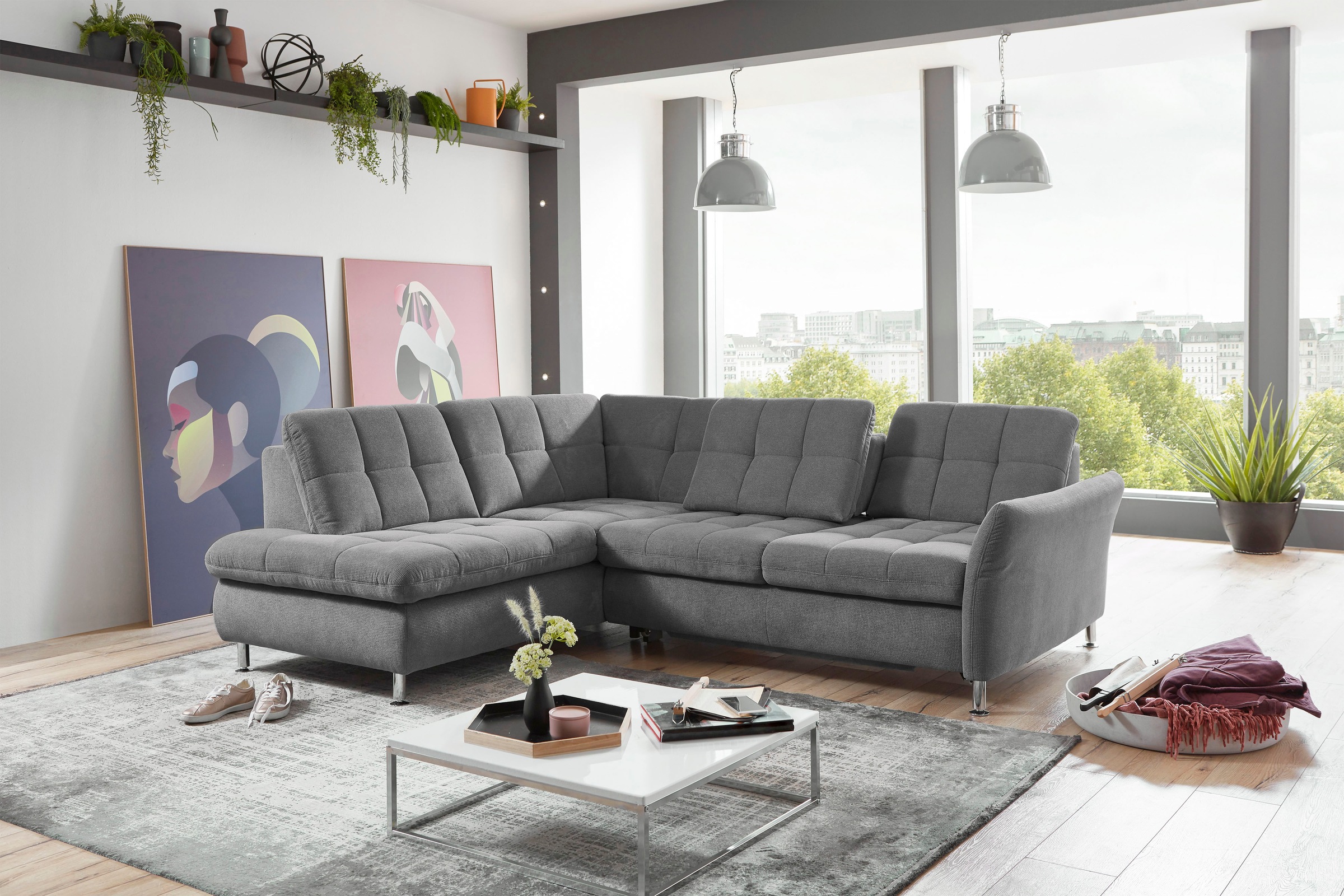 Die PlanBar Ecksofa »MP-IN20016 L-Form mit Kaltschaum-Polsterung«, wahlweise mit Kopfstützen und Bettfunktion, mit Kaltschaum-Polsterung