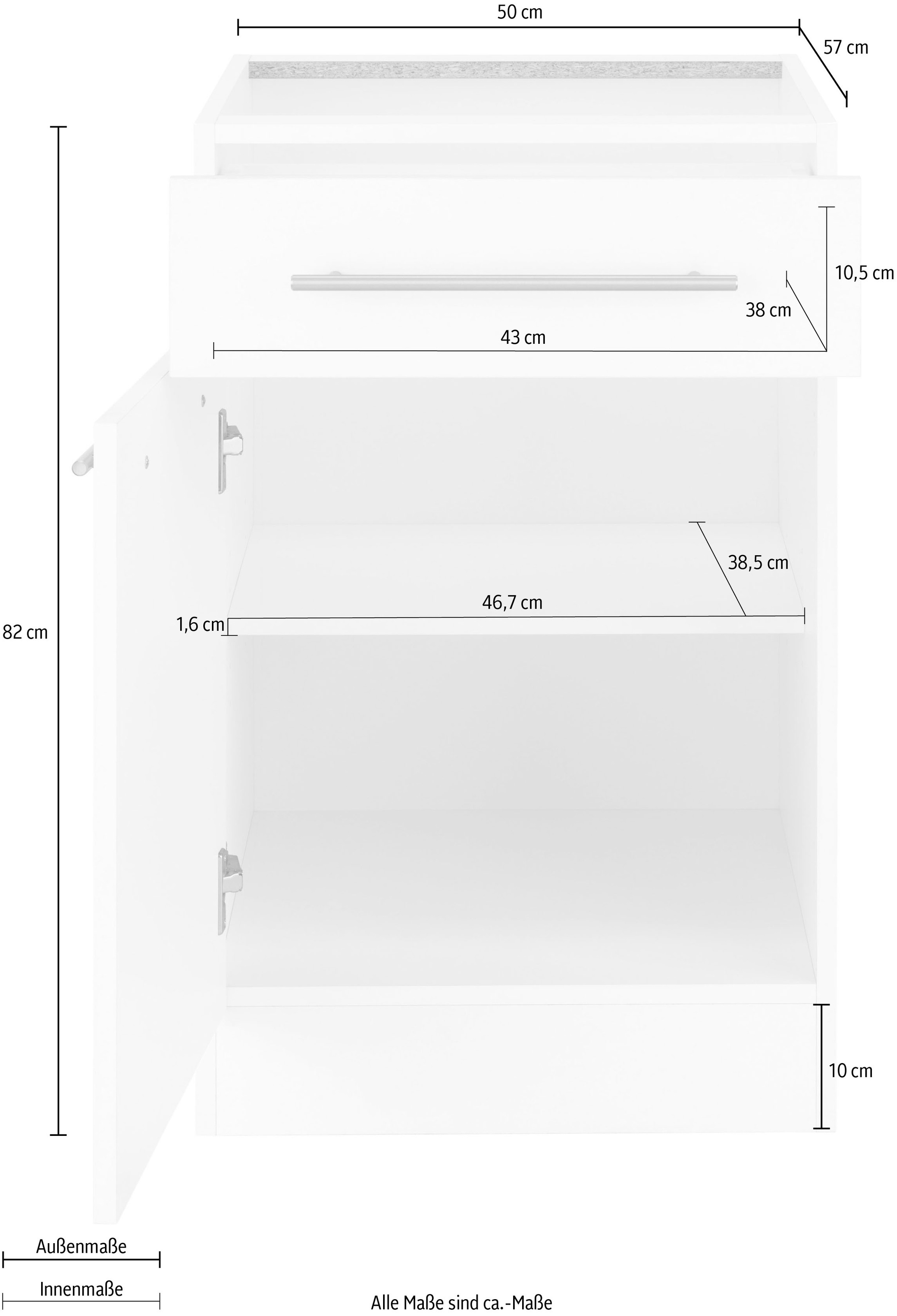 wiho Küchen Unterschrank »Unna«, 50 cm breit, ohne Arbeitsplatte
