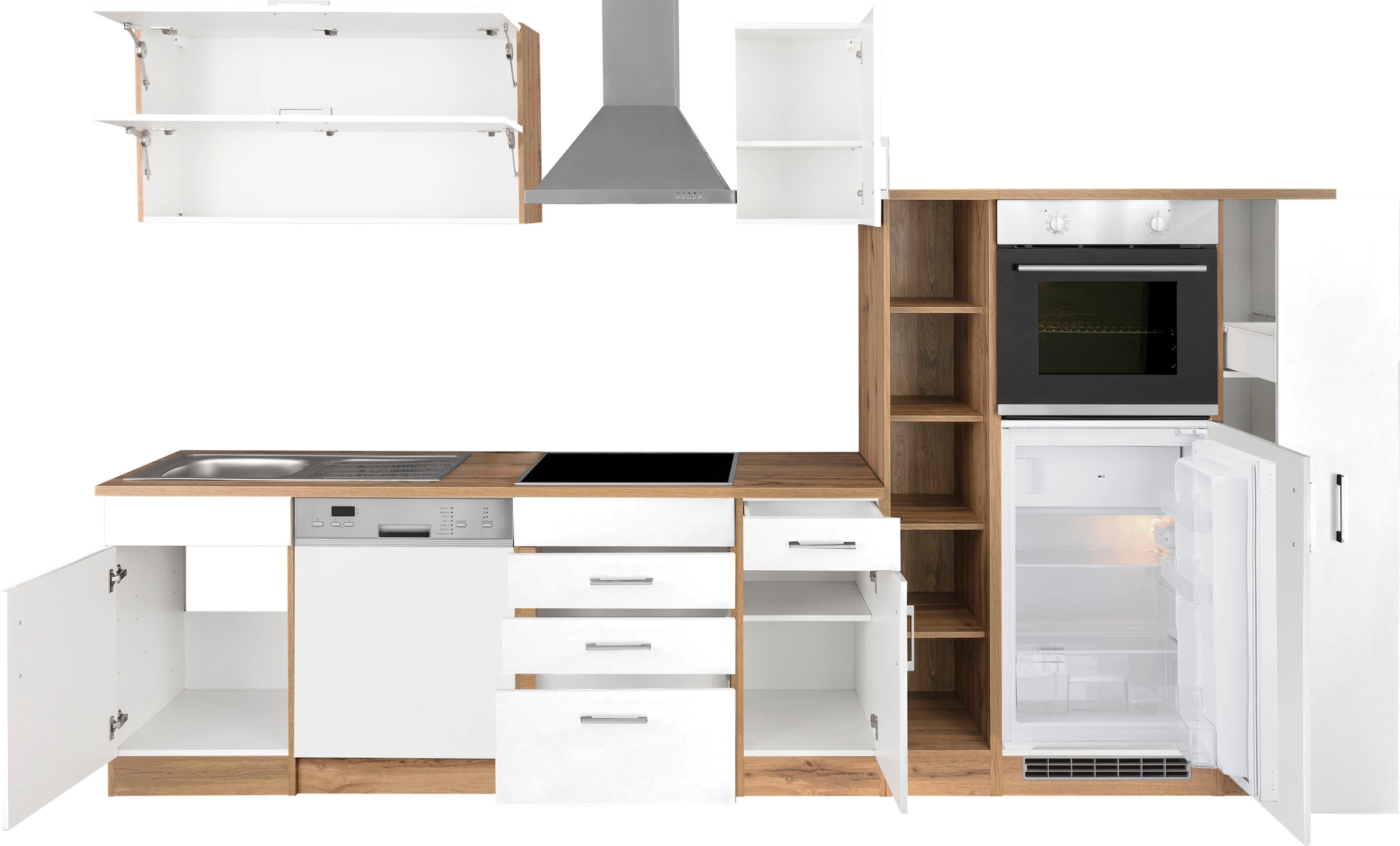 KOCHSTATION Küchenzeile »KS-Colmar«, mit E-Geräten, Breite 330 cm
