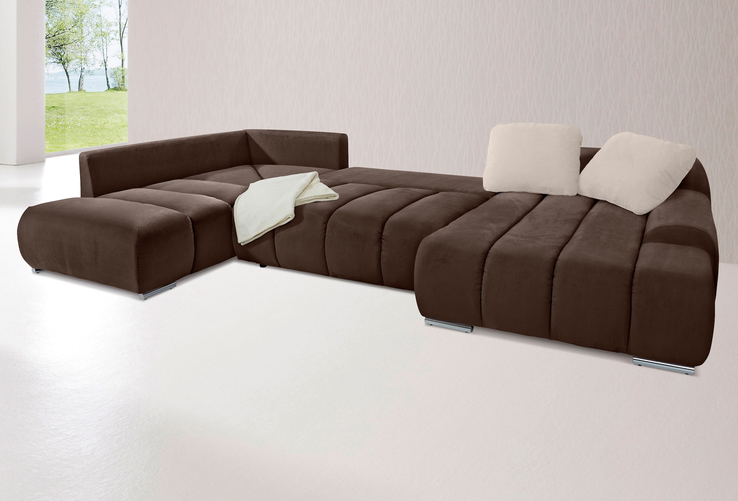 Home affaire Wohnlandschaft »Bono U-Form« wahlweise mit Bettfunktion günstig online kaufen