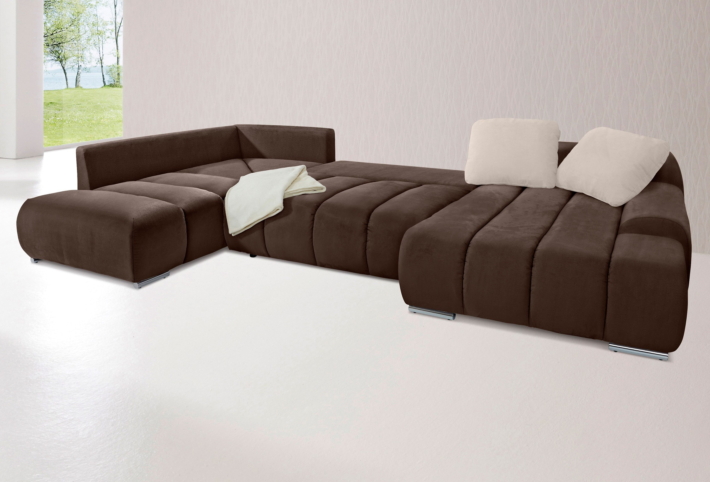 Home affaire Wohnlandschaft "Bono U-Form" wahlweise mit Bettfunktion günstig online kaufen