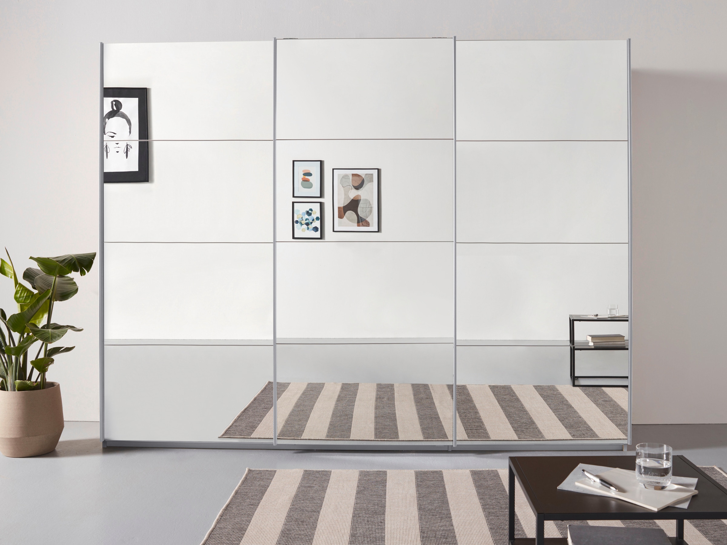 rauch Schwebetürenschrank »Kleiderschrank Schrank Garderobe ORACLE mit Spiegelfront«, inkl. Schubladen-Einsatz und extra Einlegeböden MADE IN GERMANY