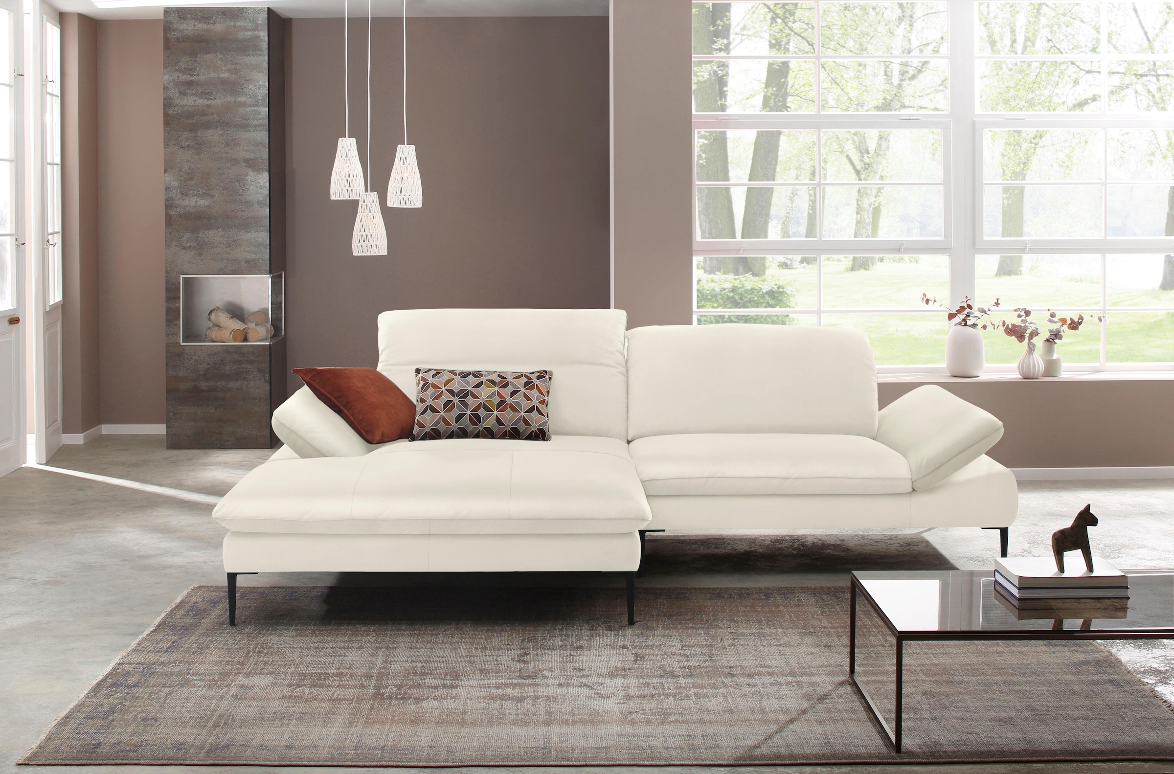 W.SCHILLIG Ecksofa »enjoy&MORE, Designsofa, elegant und bequem, L-Form«, Sitztiefenverstellung, Füße schwarz pulverbeschichtet, Breite 294 cm