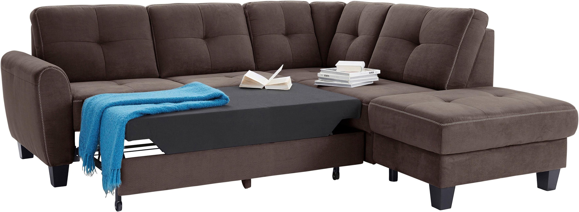 sit&more Ecksofa »Varese L-Form«, mit Federkern, wahlweise mit Bettfunktion und Stauraum