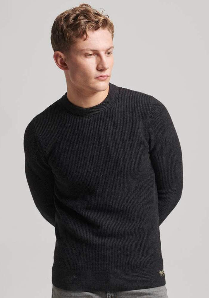 Superdry Strickpullover »TEXTURED CREW KNIT JUMPER« mit strukturiertem Waffelstrickmuster