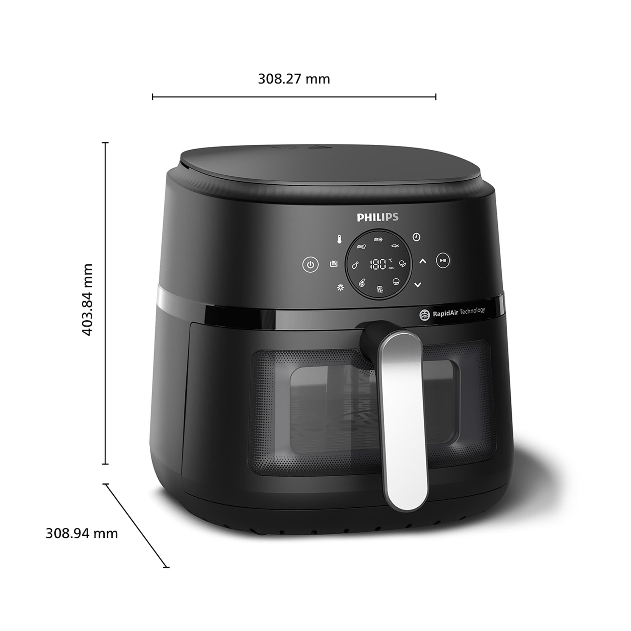 Philips Heißluftfritteuse »Airfryer 2000 NA231/00, mit 6.2L, Sichtfenster«, 1700 W, RapidAir Technologie und 13 Kochfunktionen; Schwarz/Silber
