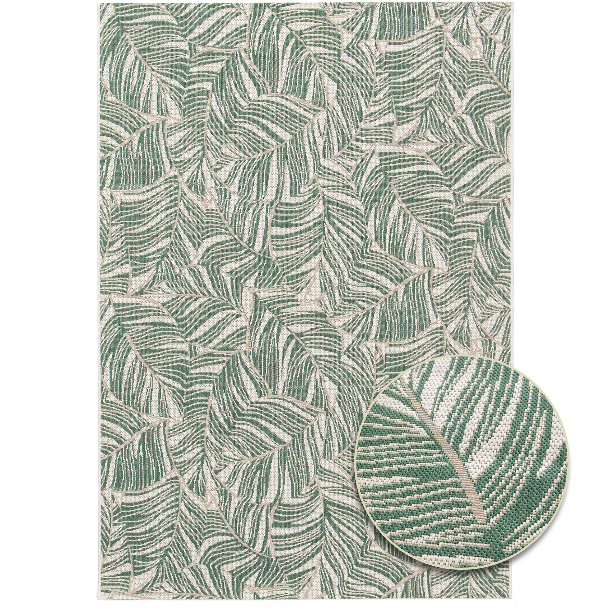 Primaflor-Ideen in Textil Teppich »Outdoorteppich PARADISE - Leaves«, rechteckig, 4 mm Höhe, Flachgewebe, Palmblätter, In- und Outdoor geeignet, wasserfest