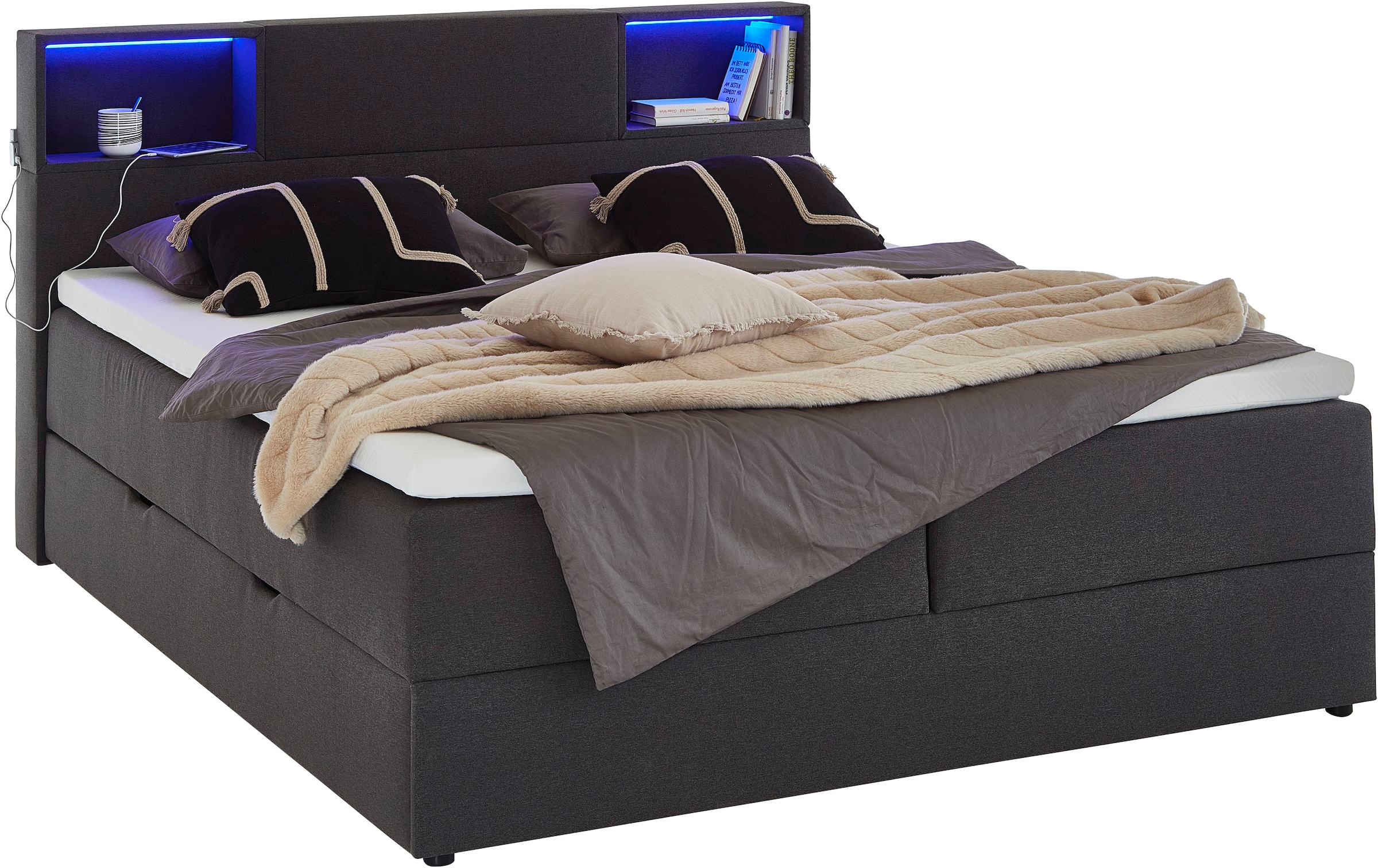 meise.möbel Boxspringbett »Caja mit Bettkasten und Topper«, mit LED ausgest günstig online kaufen