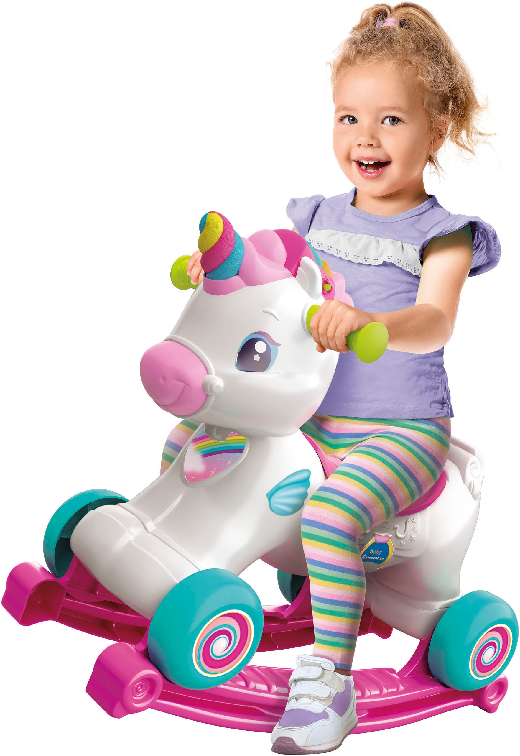 Clementoni® Schaukeltier »Baby Clementoni, 3in1 Schaukel-Einhorn«, mit Sound; Made in Europe