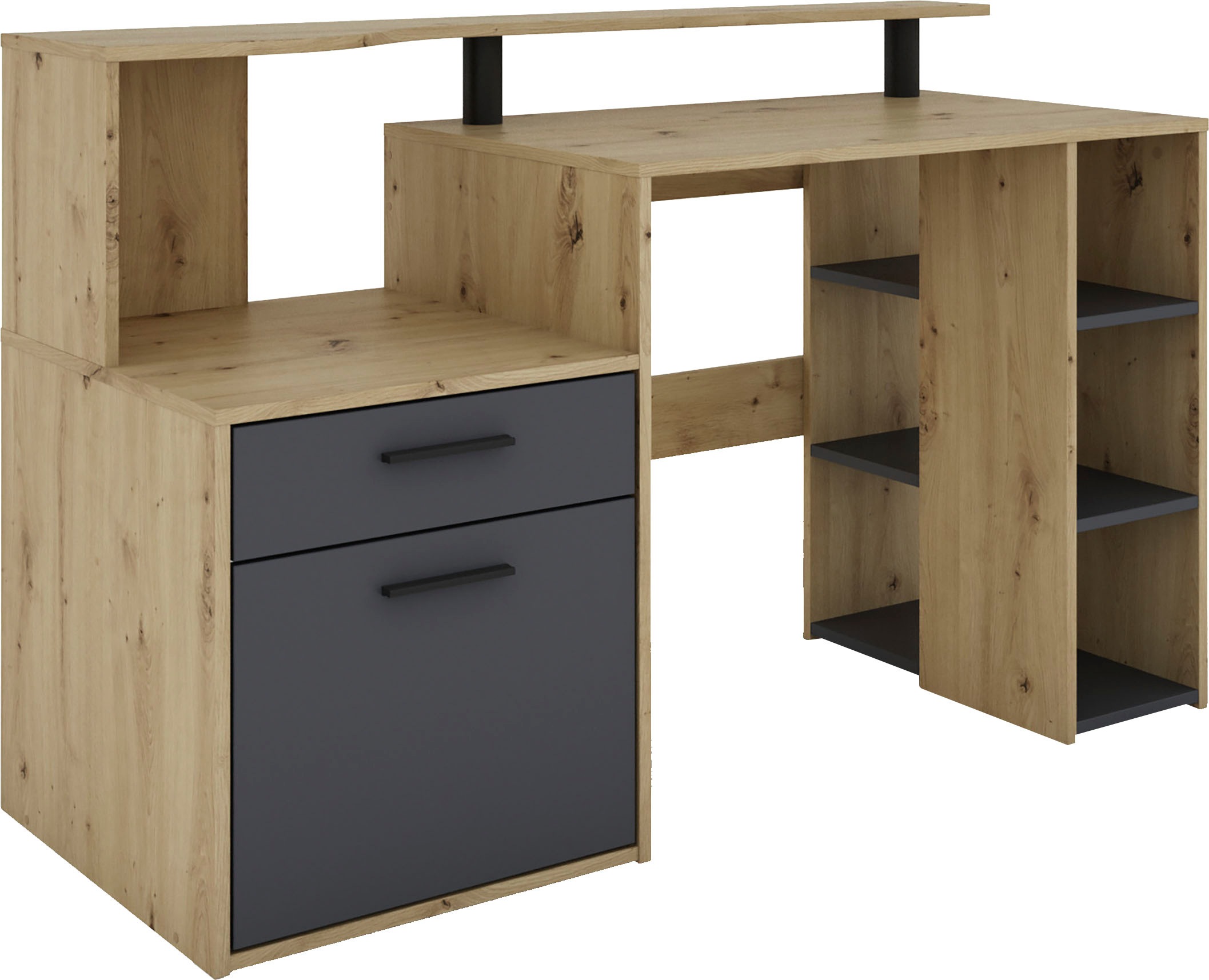 byLIVING Schreibtisch »Louise« Breite 140 cm, Regal-Schreibtisch mit viel S günstig online kaufen