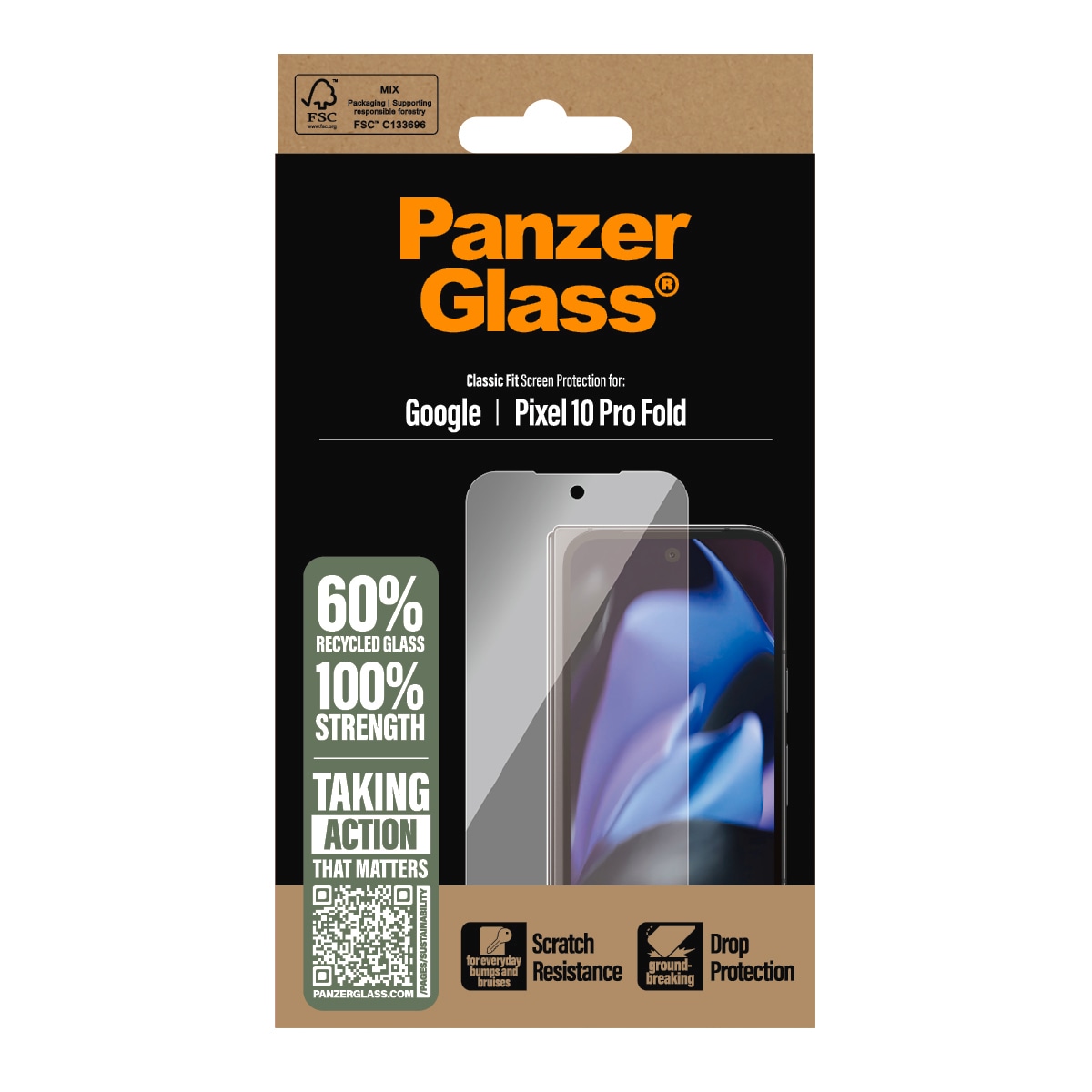 CARE by PanzerGlass Displayschutzglas »Classic Fit Screen Protector« für Google Pixel 10 Pro Fold Displayschutzfolie, Schutzfolie, Bildschirmschutz, kratz- & stoßfest