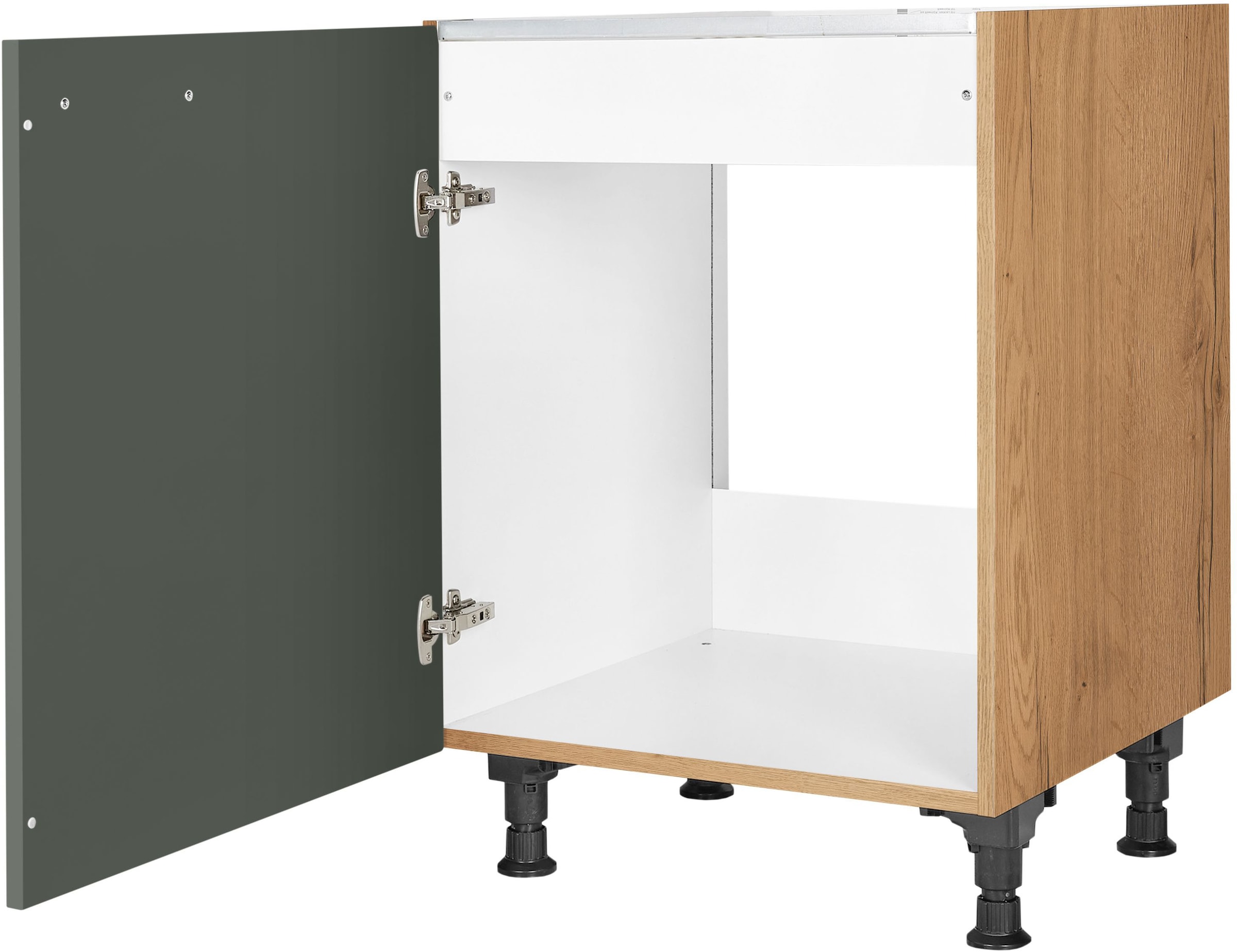 nobilia® Spülenschrank »"Easytouch", Ausrichtung wählbar, vormontiert, in den Breiten«, 45 und 60 cm, mit höhenverstellbaren Sockelfüßen