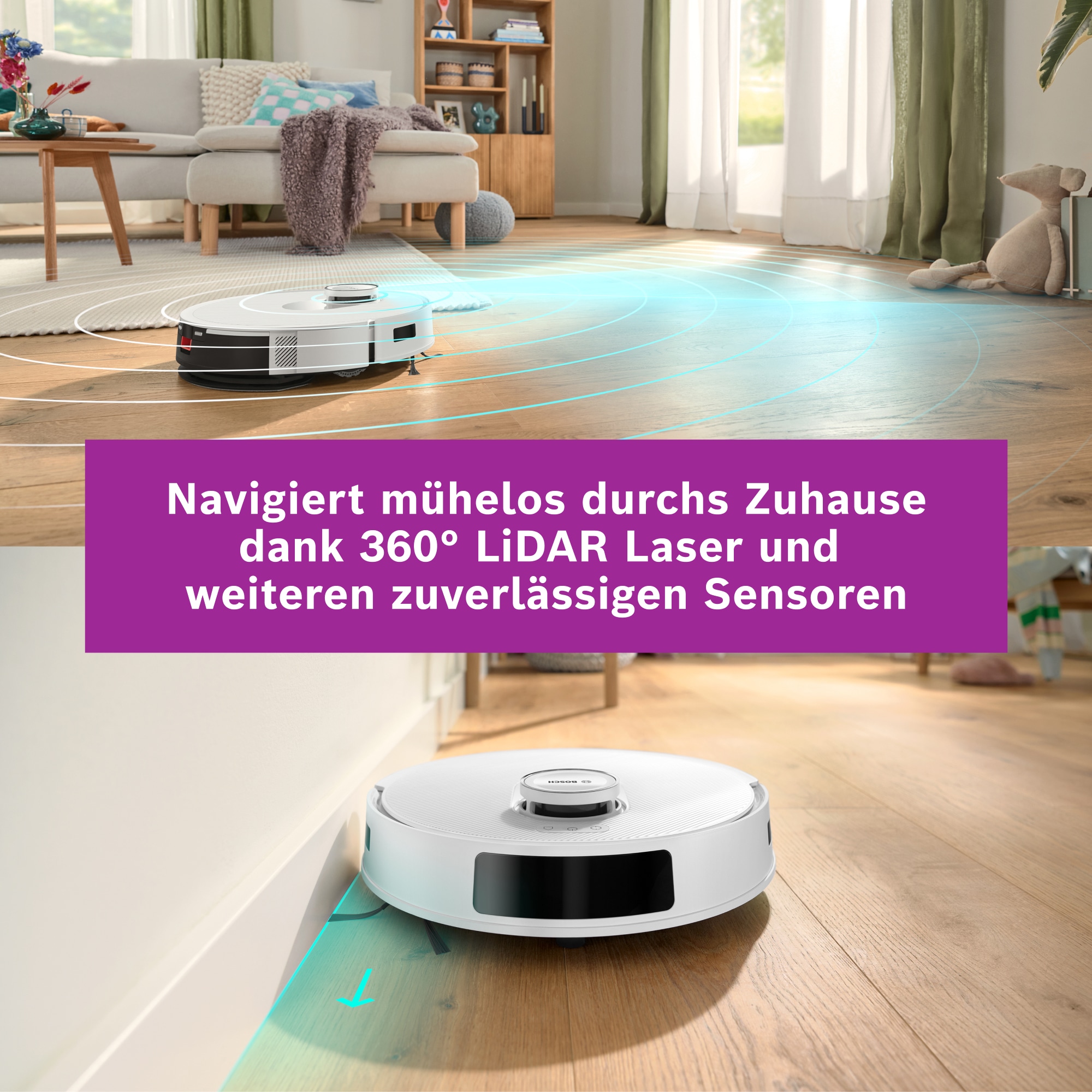 BOSCH Saugroboter »Spotless BCRD2W, Saugroboter mit Wischfunktion, 11.000 Pa Saugkraft« Trocken-Servicestation, Infrarot Navigation, Carbon Bürste