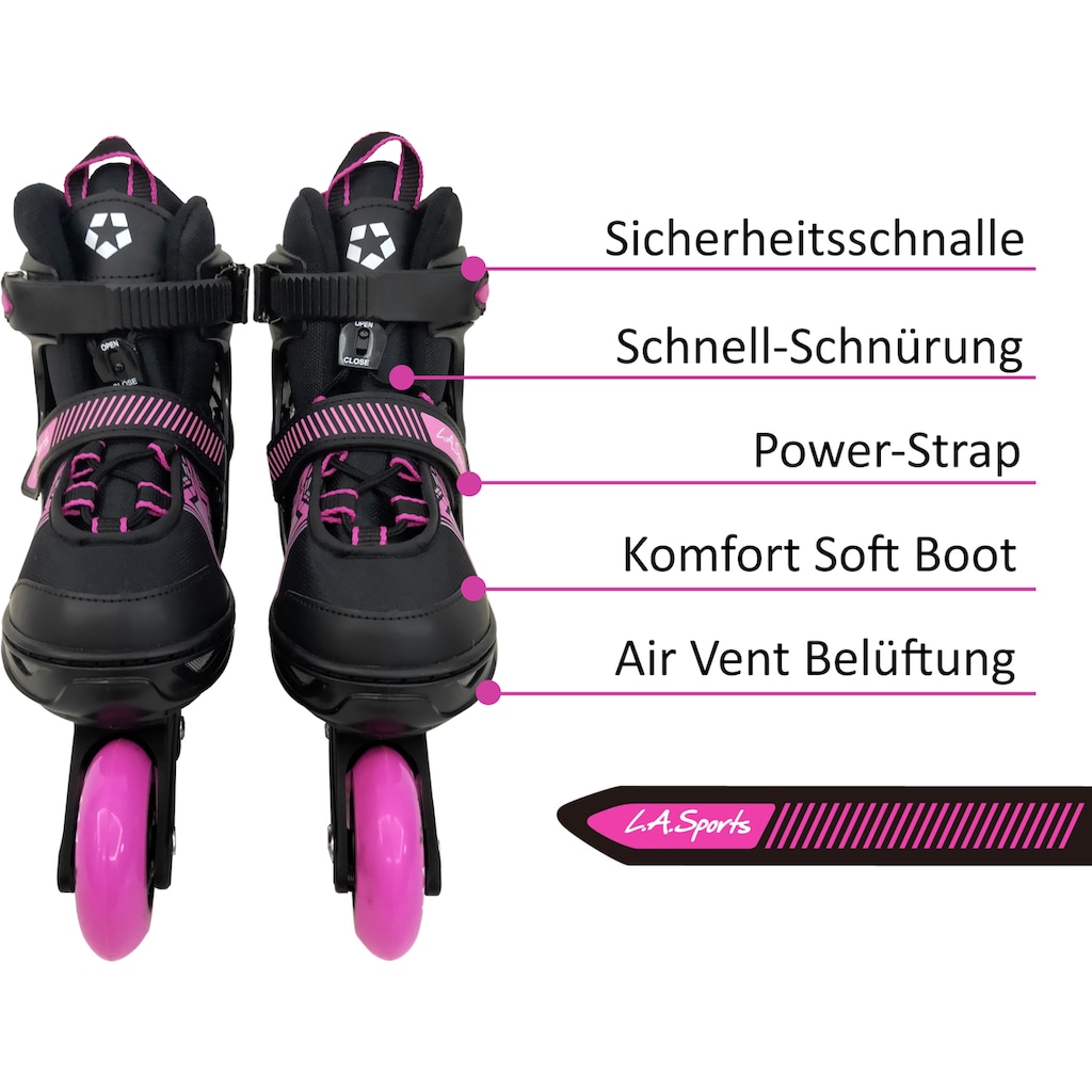 L.A. Sports Inlineskates »Inliner Skate Softboot Kinder Jugendliche Größenverstellung«