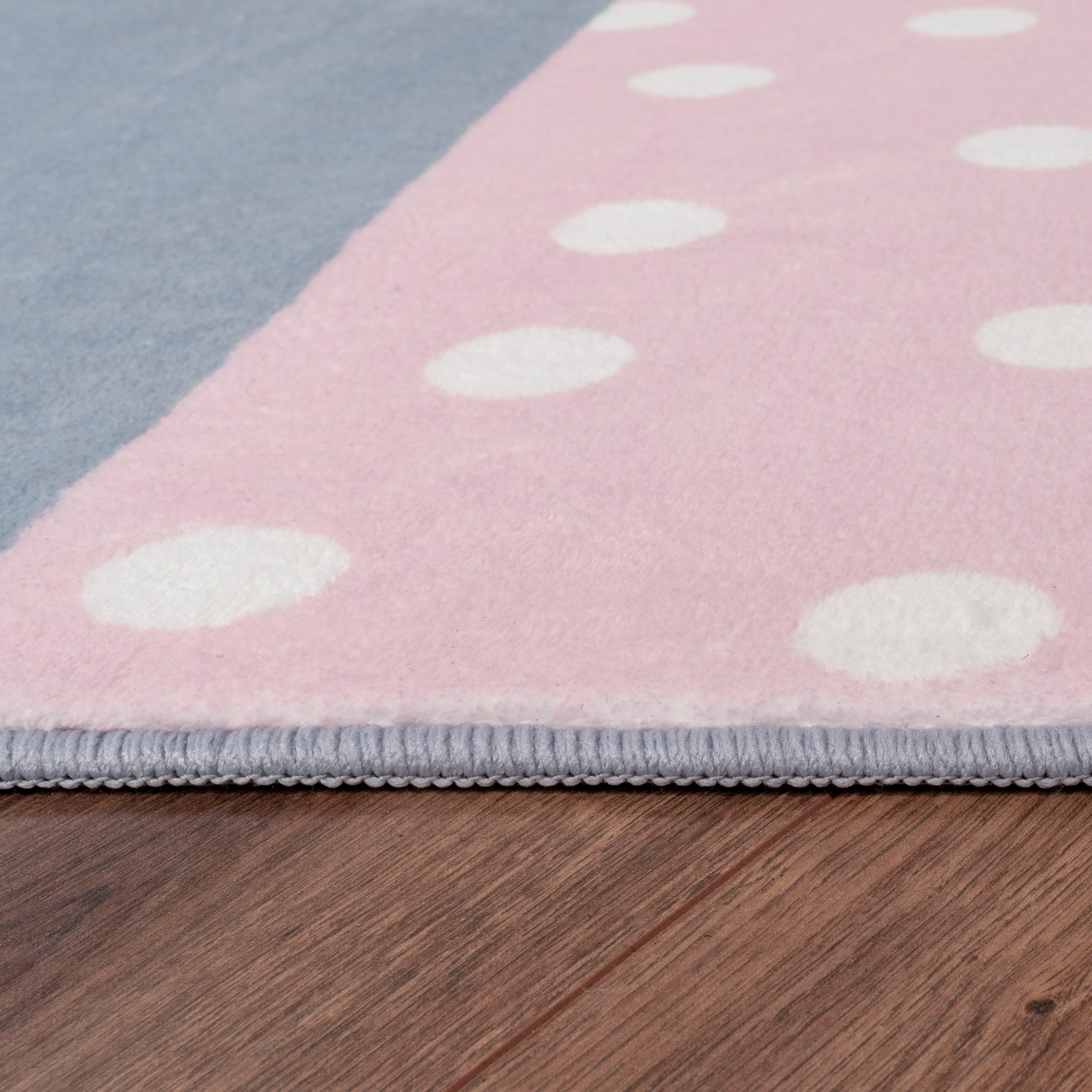 Paco Home Kinderteppich »Eliz 391«, rund, 12 mm Höhe, Kurzflor, Spielteppich, Patchwork-Muster, Motiv Krone, Herz & Punkte