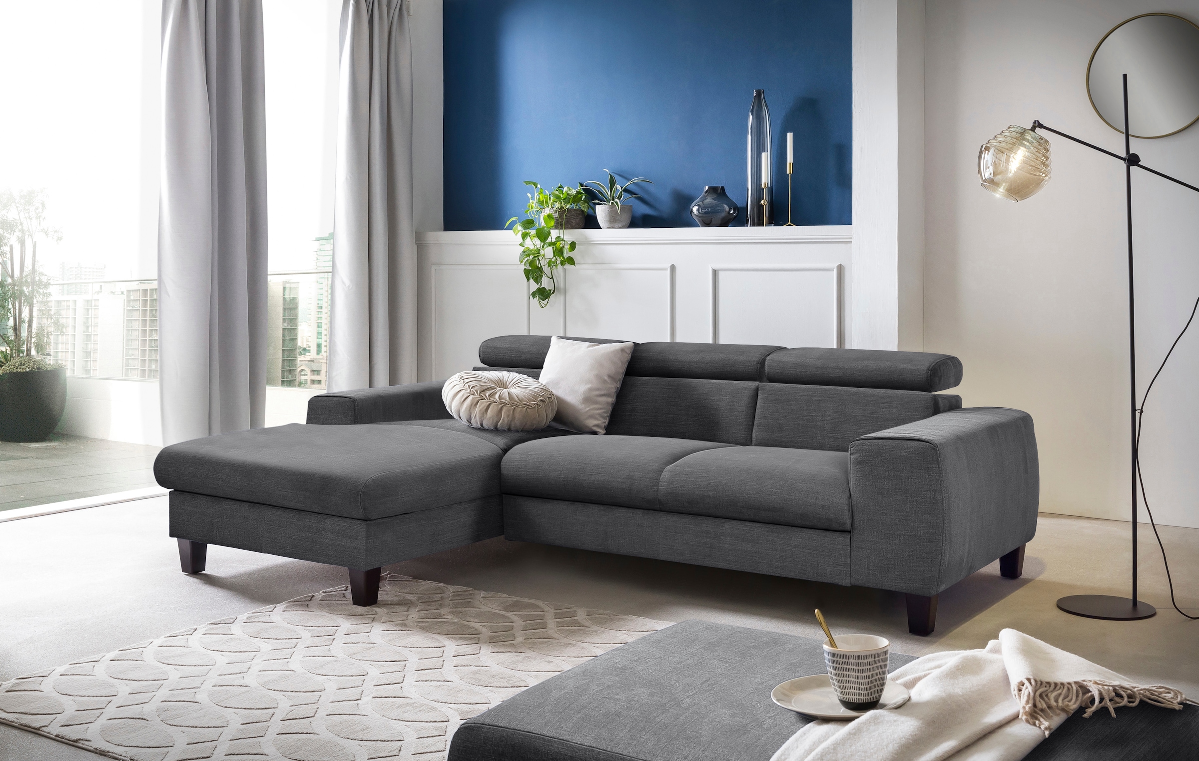 COTTA Ecksofa "Morven L-Form mit Kopfteilverstellung" wahlweise mit Bettfun günstig online kaufen