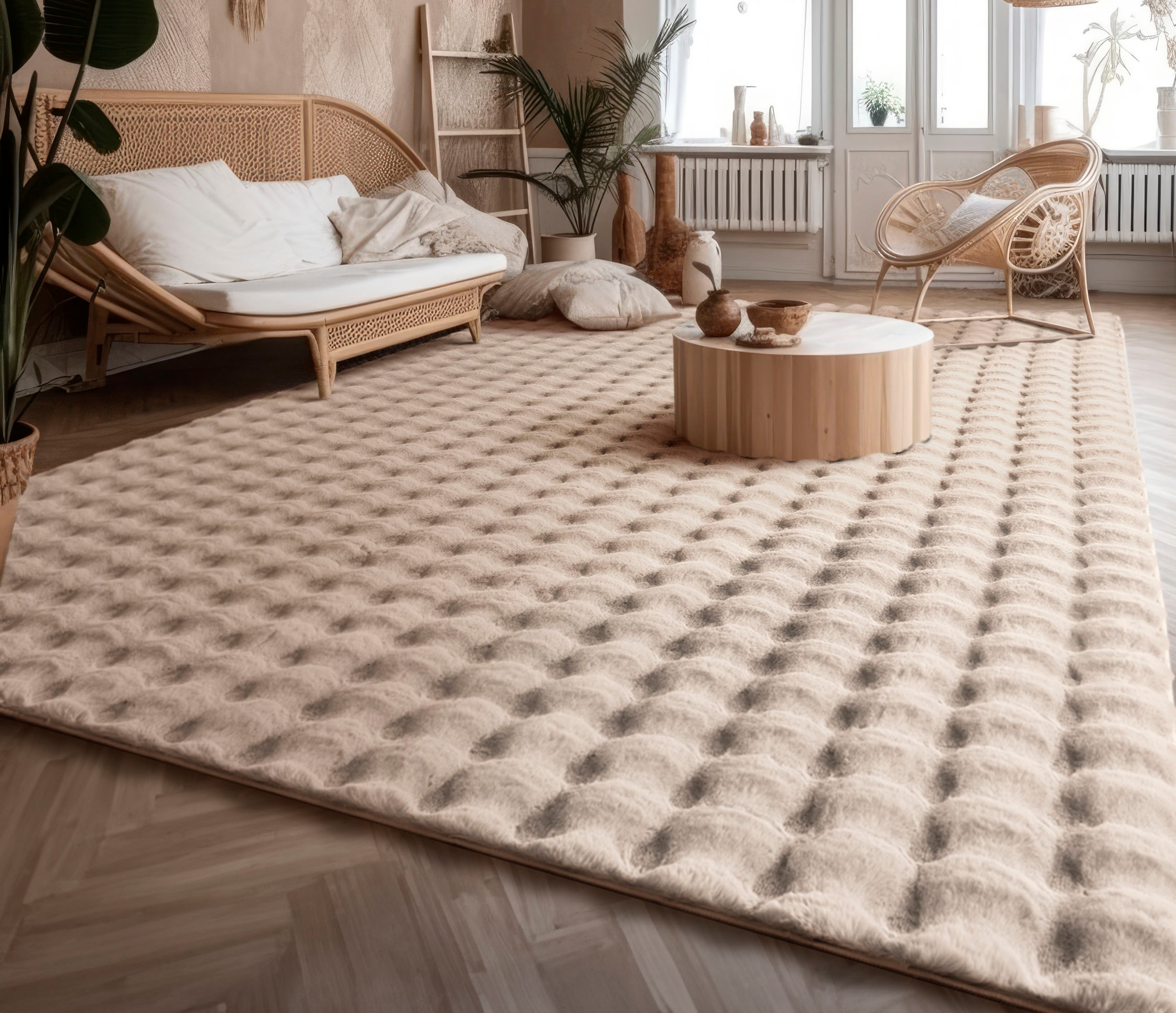 Paco Home Hochflor-Teppich »Arnheim 741«, rechteckig, 34 mm Höhe, Uni Farben, modernes Design, besonders weich, Hoch-Tief Effekt