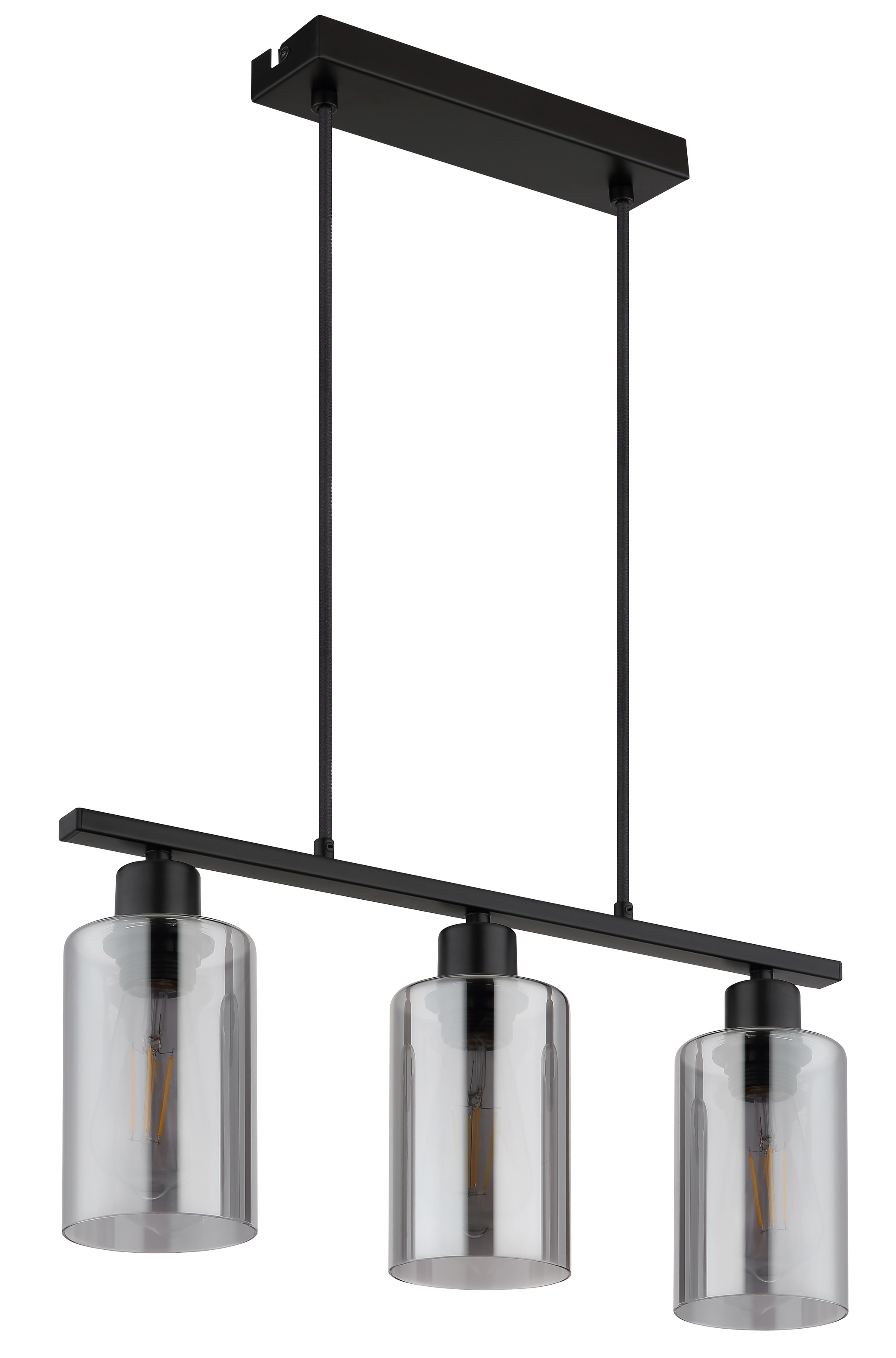 GLOBO LIGHTING Hängeleuchte »HADERA« E27 1 Stk. Wohnzimmerleuchte schwarz matt, Rauchglas, höhenkürzbar