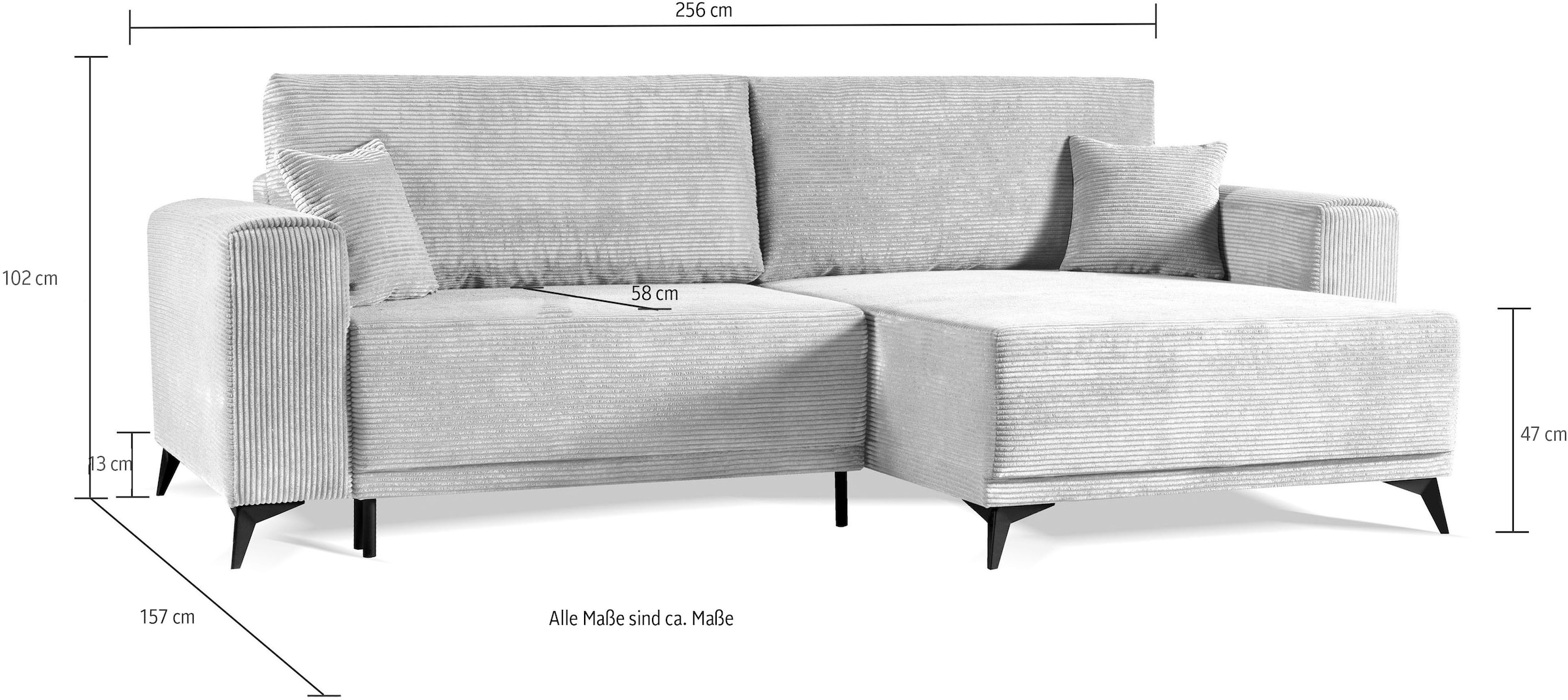 kaufen Schlaffunktion & Cord, in mit Eckcouch Ecksofa WERK2 Moderne Sofa Bettkasten »Scandic«, online