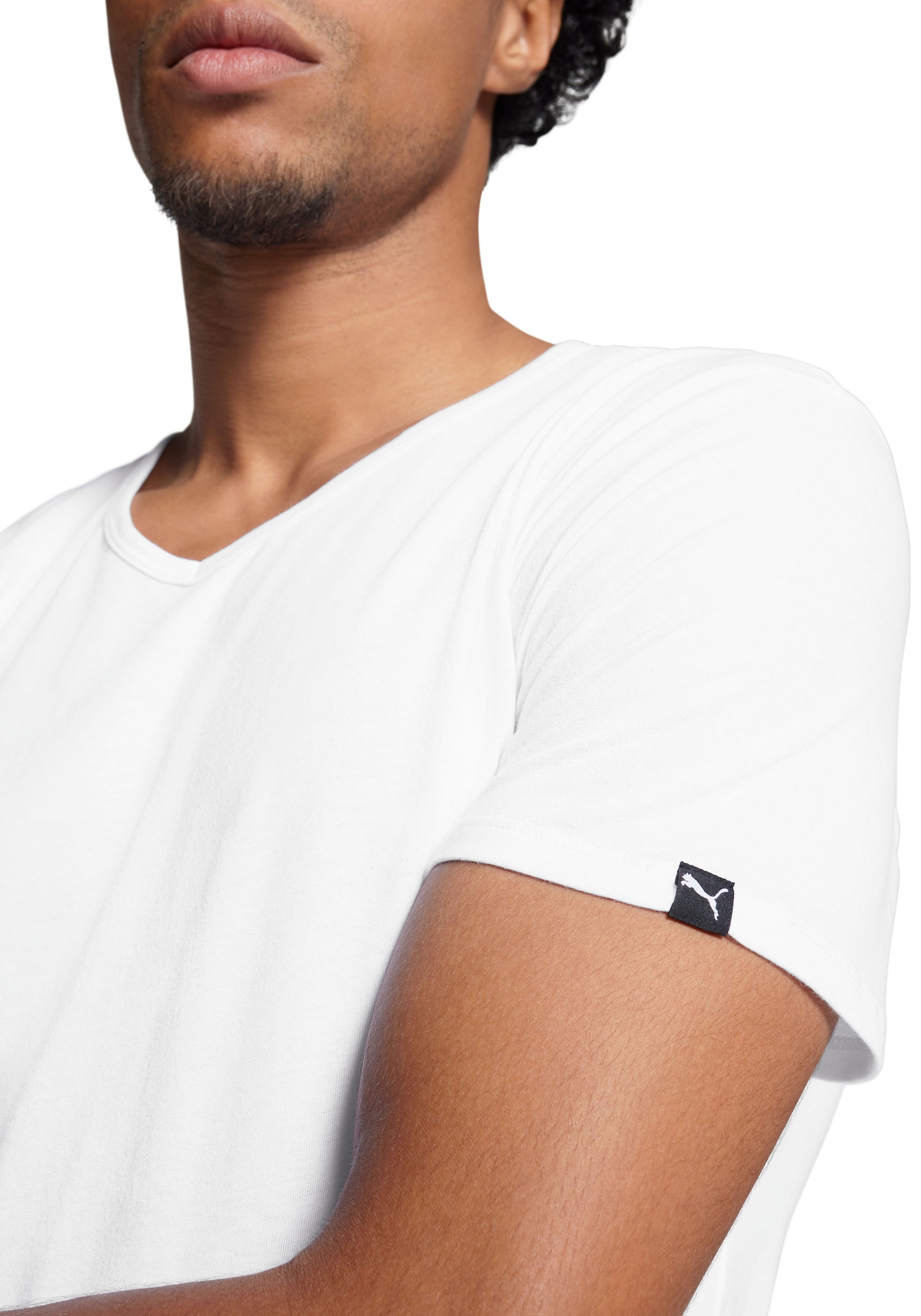 PUMA T-Shirt »PUMA BASIC 2P V-NECK TEE«, (2er Pack), V-Ausschnitt, Kurzarm, elastisch, Baumwolle