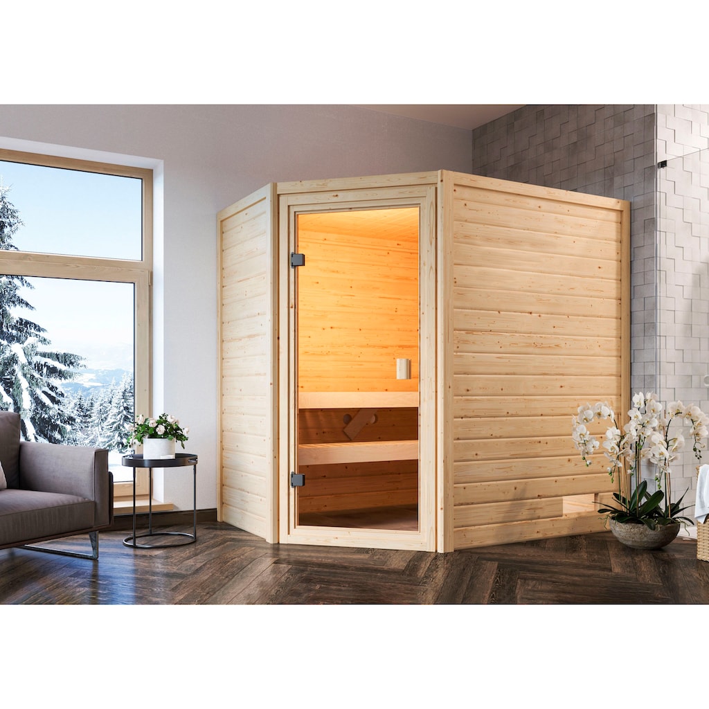 welltime Sauna »Juli«, 3,6-kW-Plug & Play Ofen mit int. Steuerung