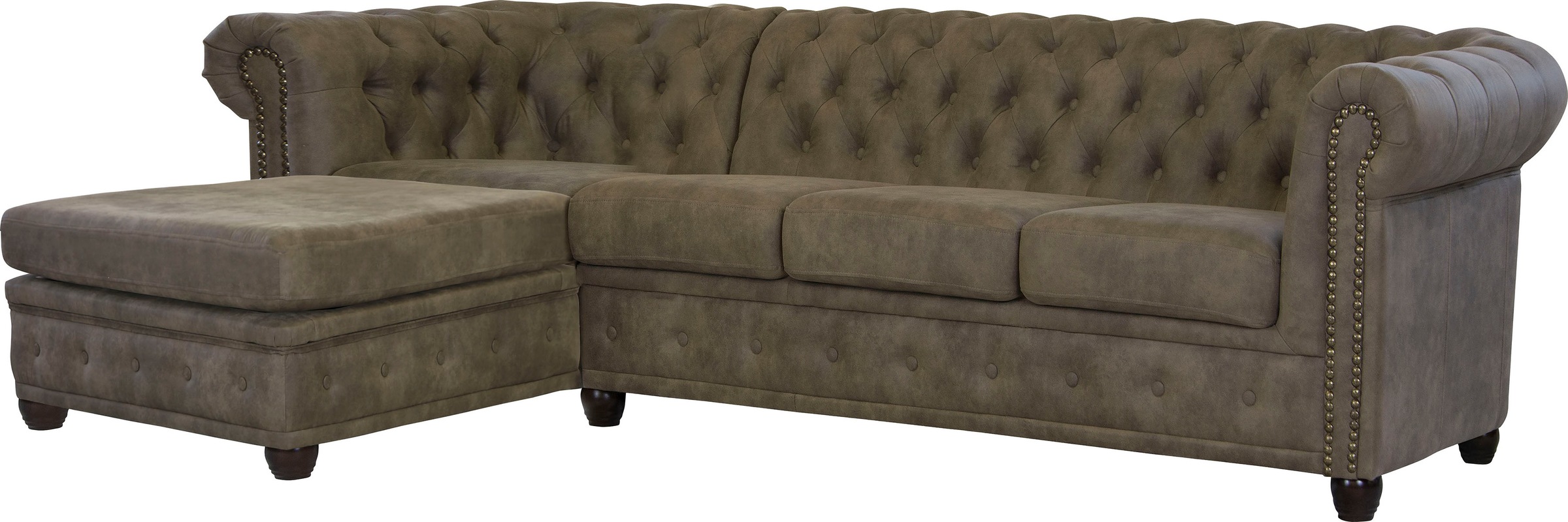 Home affaire Chesterfield-Sofa »Rysum L-Form«, Chesterfield-Optik mit Ottomanen-Abschluß
