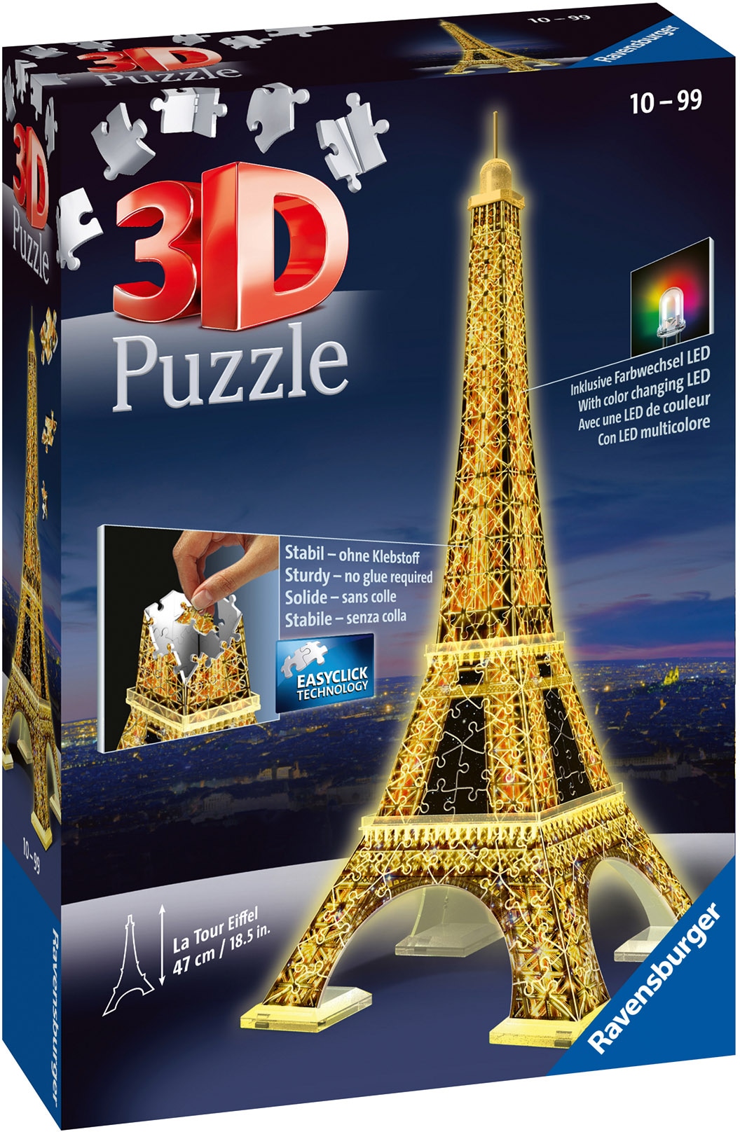 Ravensburger 3D-Puzzle »Eiffelturm bei Nacht«, mit Farbwechsel LEDs; Made in Europe, FSC® - schützt Wald - weltweit