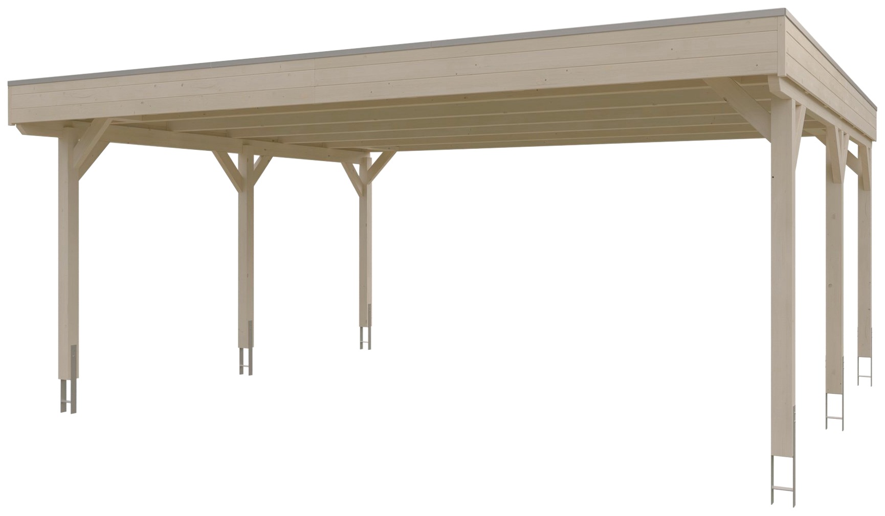 Skanholz Doppelcarport »Grunewald«, natur, mit Aluminiumdach