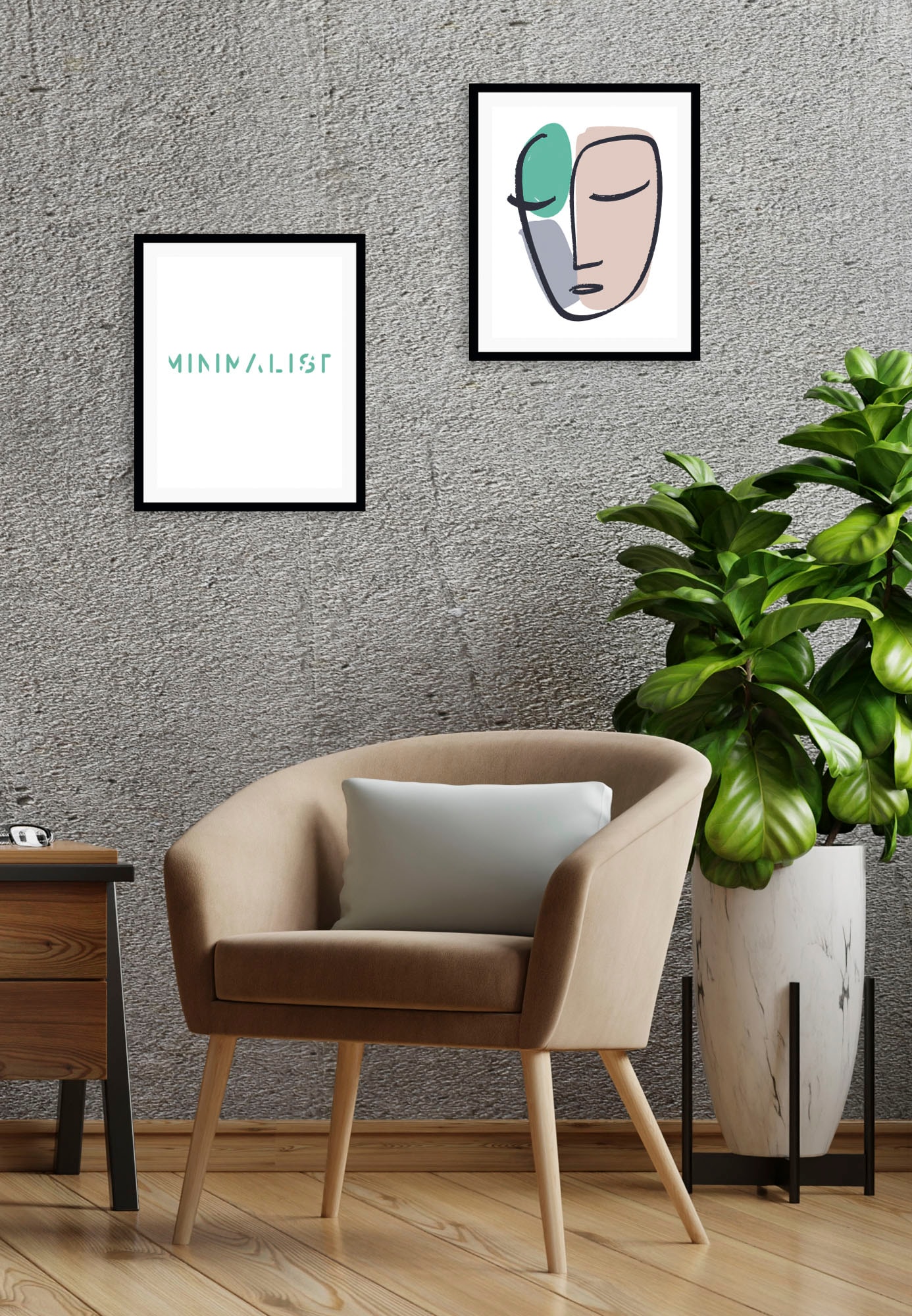 queence Bild »Minimalistic«, Schriftzug, (2 St.), gerahmt günstig online kaufen