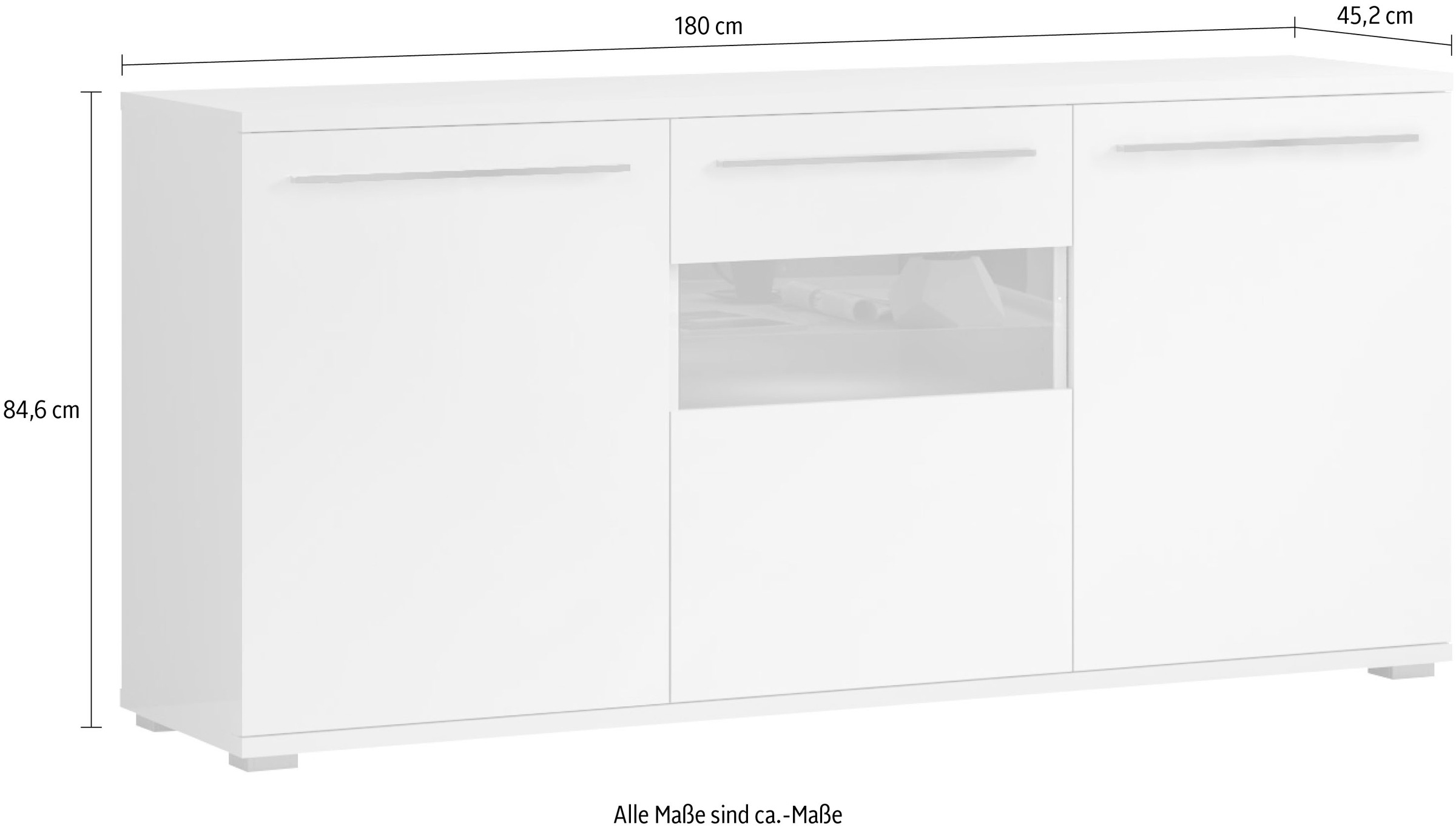 Places of Style Kommode »Piano«, Hochglanz UV lackiert, Soft-Close Funktion